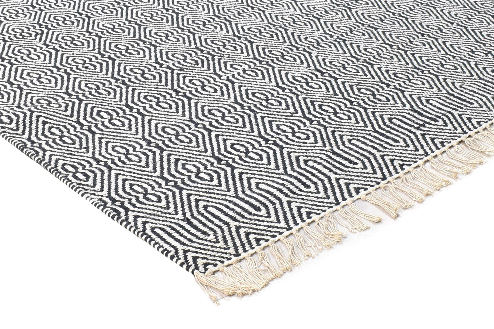 Silk Dark Grey Rug 4X7 Modern Dhurrie Scandinavian Geometric Room Size Carpet 7864471388309
