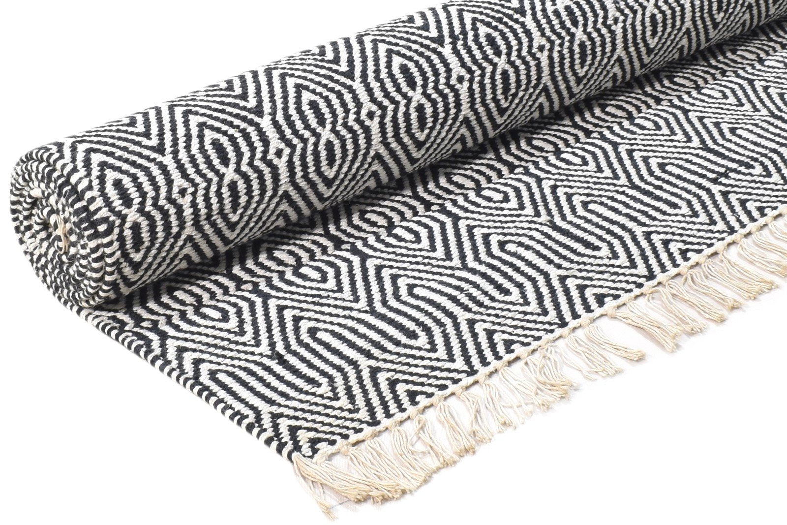 Silk Dark Grey Rug 4X7 Modern Dhurrie Scandinavian Geometric Room Size Carpet 7864471388309