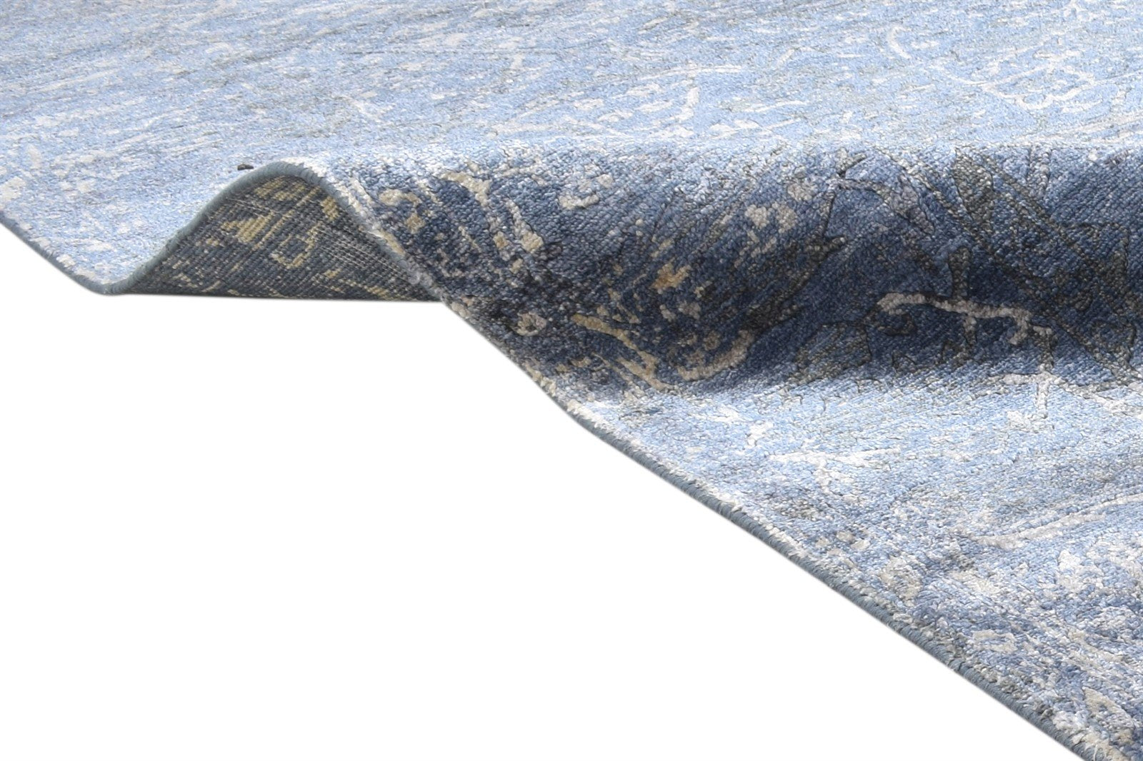 Silk Dark Grey Rug 7' X 10' Persian Hand Knotted Mughal Abstract Large Carpet 7864338481301