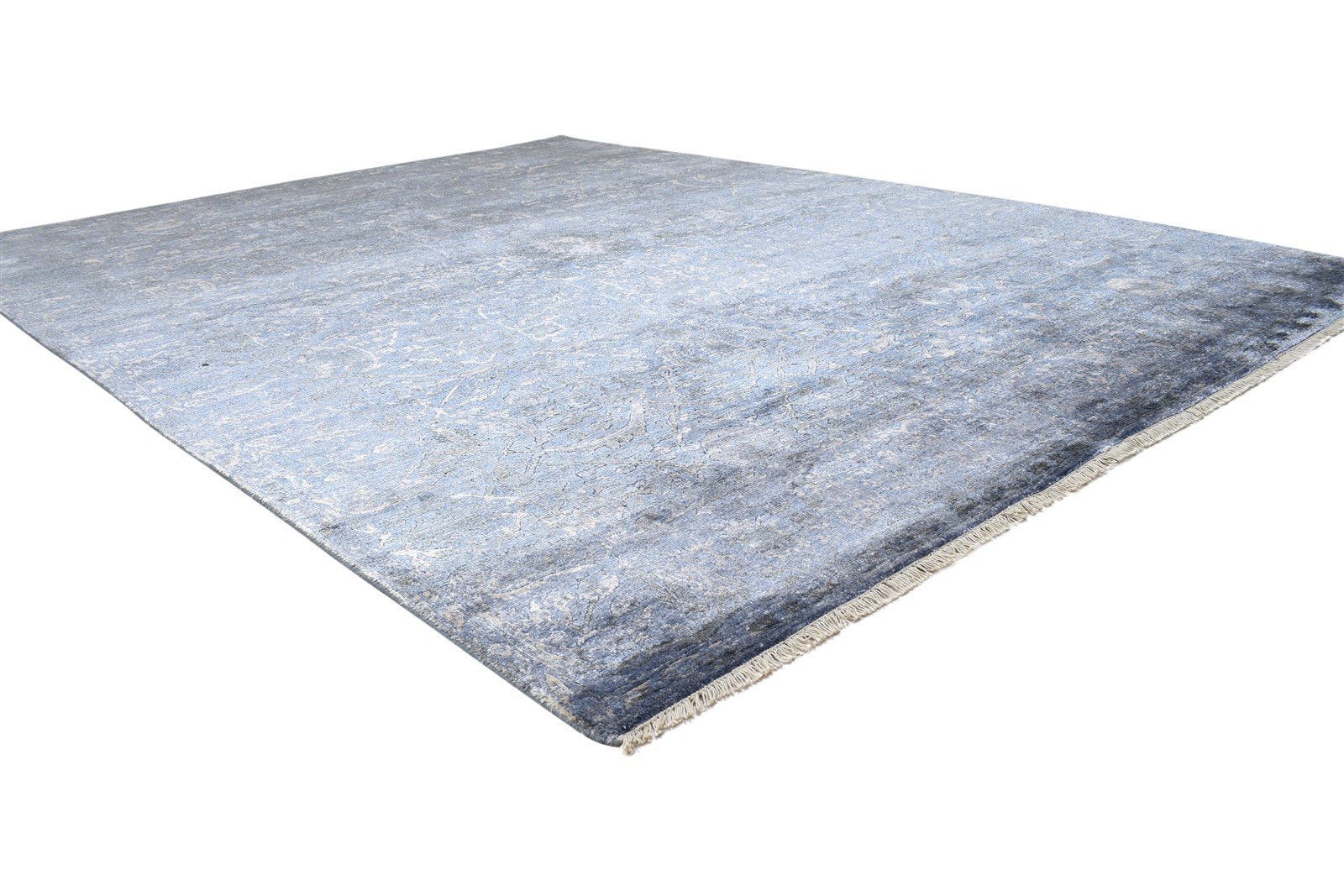 Silk Dark Grey Rug 7' X 10' Persian Hand Knotted Mughal Abstract Large Carpet 7864338481301