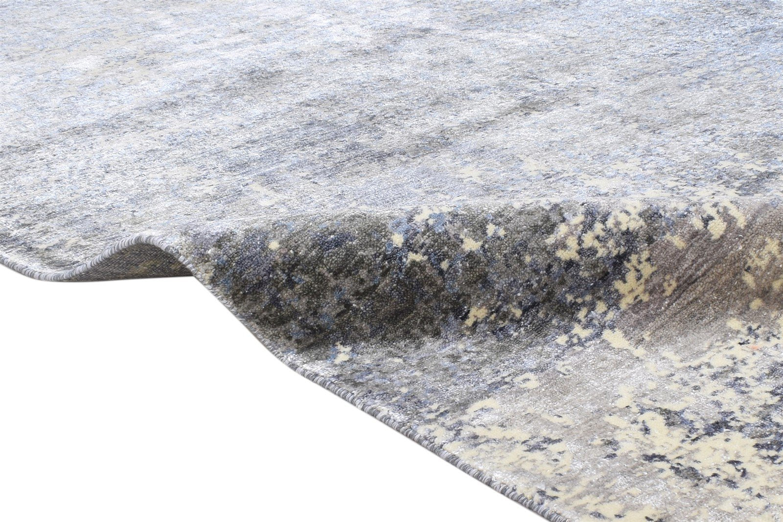 Silk Dark Grey Rug 8' X 10' Modern Hand Knotted Indian Abstract Large Carpet 7864318853269