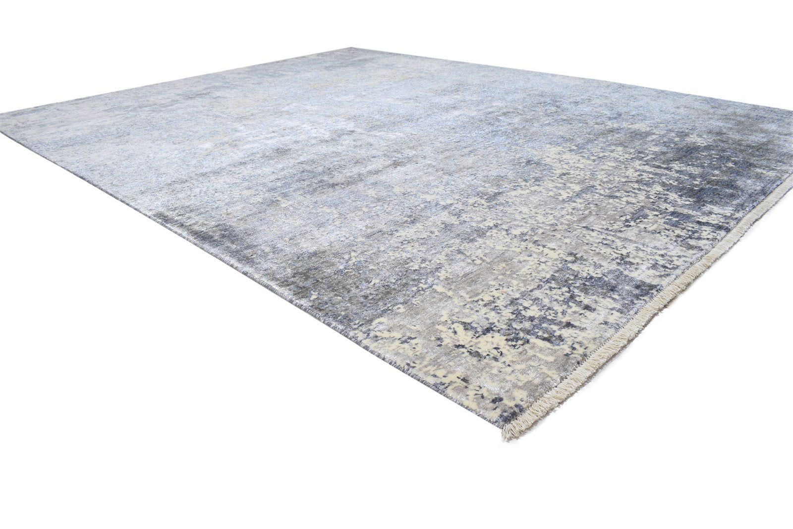 Silk Dark Grey Rug 8' X 10' Modern Hand Knotted Indian Abstract Large Carpet 7864318853269