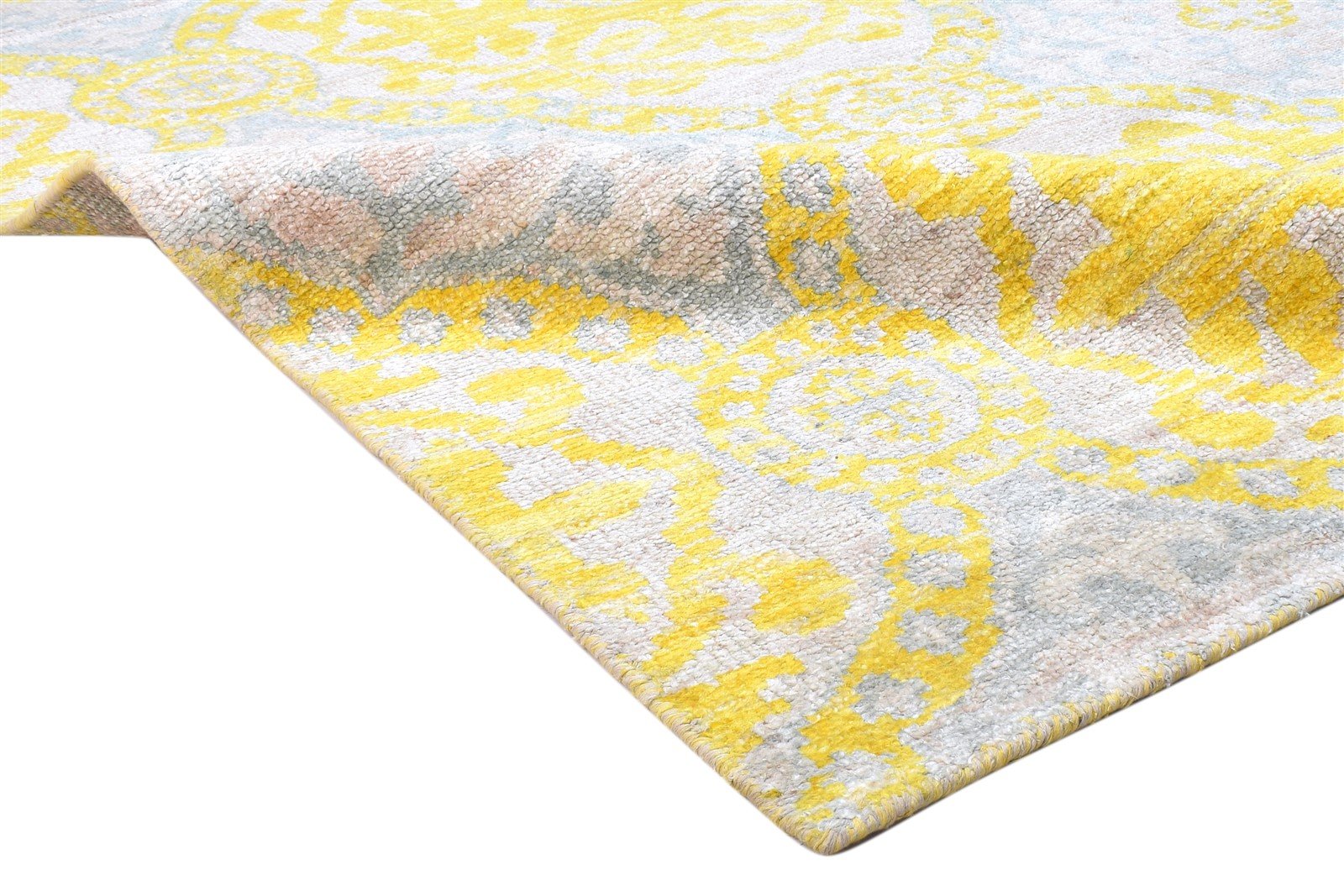 Silk Gold Rug 5' X 8' Modern Hand Knotted Scandinavian Trellis Room Size Carpet 7864097964181