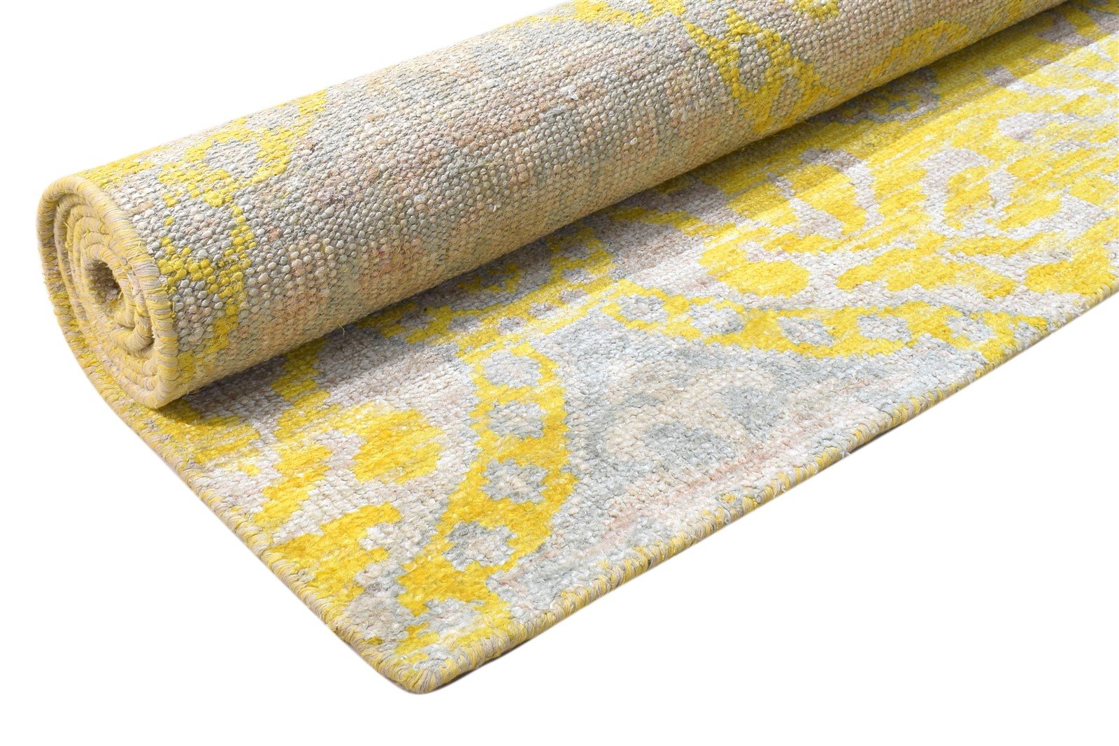 Silk Gold Rug 5' X 8' Modern Hand Knotted Scandinavian Trellis Room Size Carpet 7864097964181
