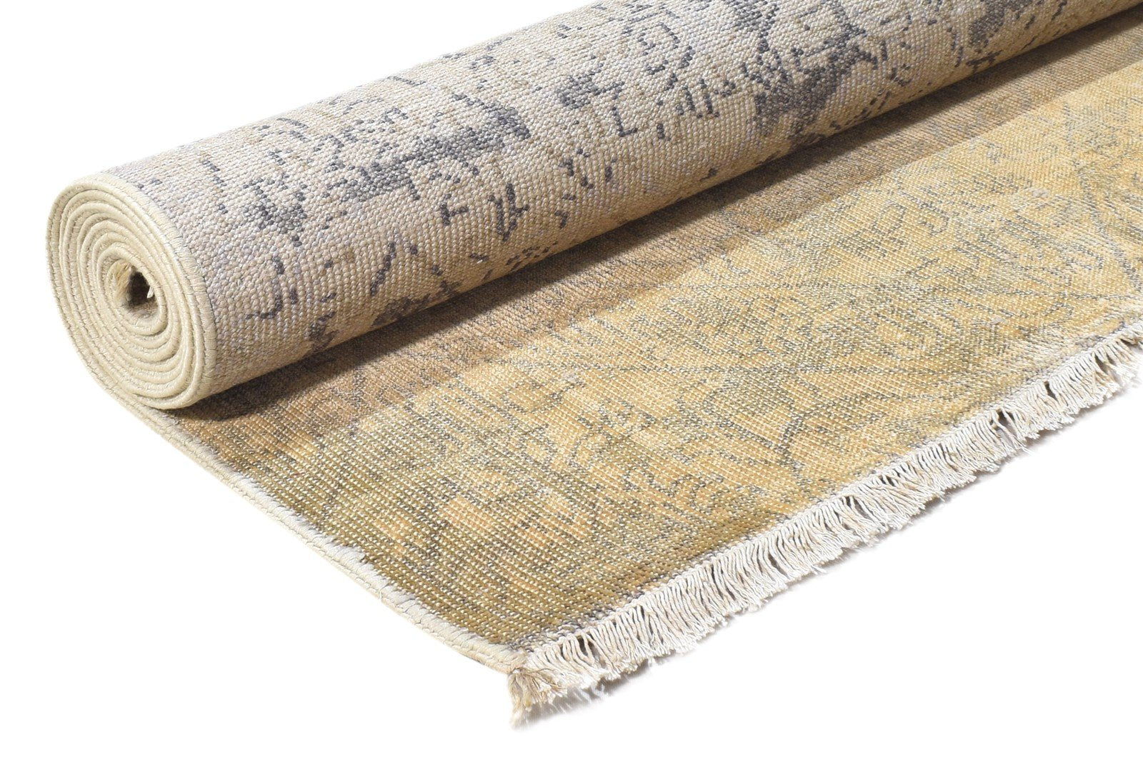 Silk Gold Rug 6' X 8' Modern Hand Knotted French Abstract Room Size Carpet 7864803164309