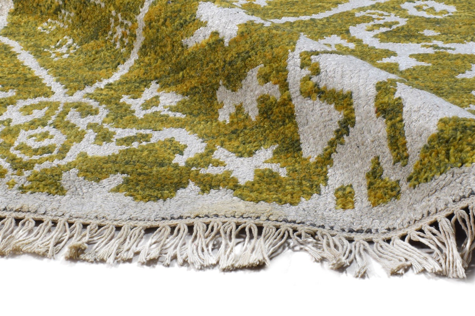 Silk Green Rug 8' X 7' Persian Hand Knotted Mughal Oriental Large Carpet 7864950915221