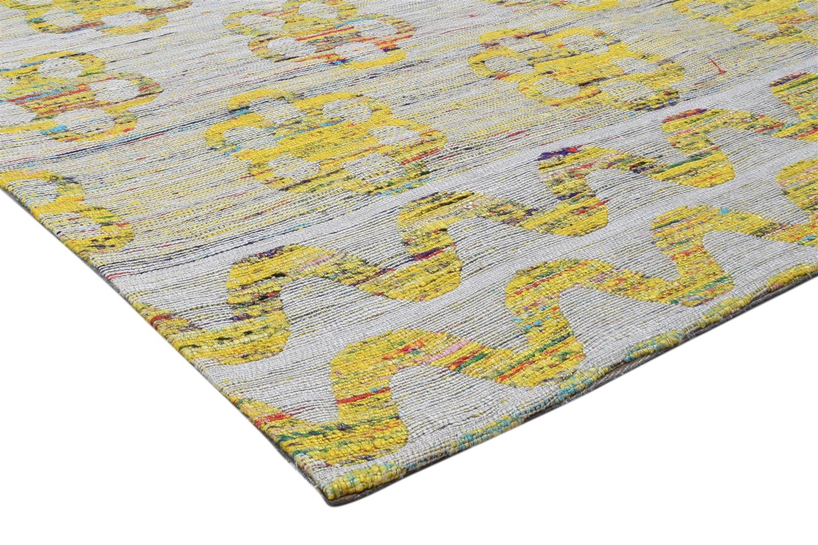 Silk Grey Rug 5' X 7' Modern Jacquard Loom Scandinavian Floral Room Size Carpet 7860700971157