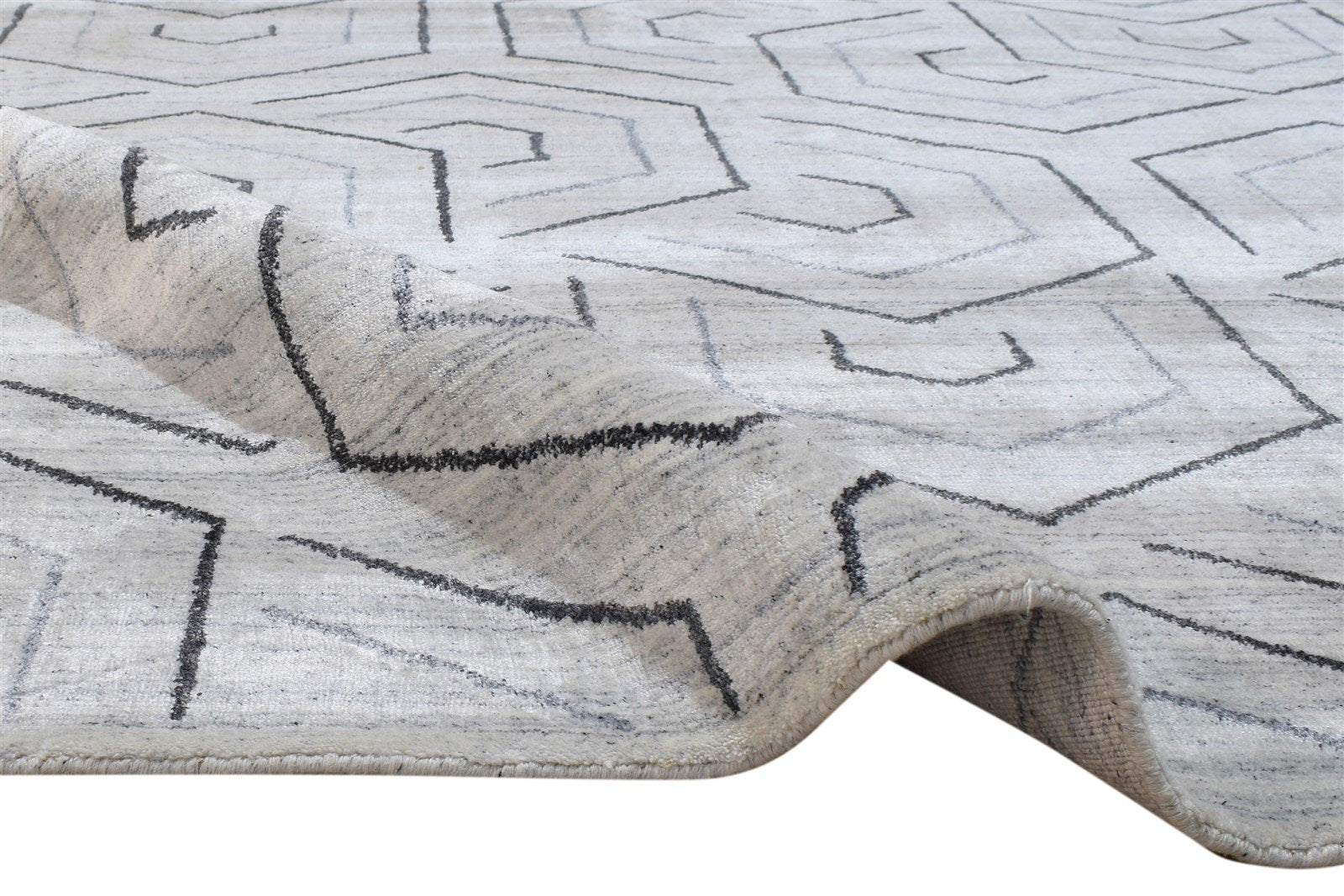 Silk Grey Rug 5' X 8' Modern Hand Woven Scandinavian Geometric Room Size Carpet 7864162549909