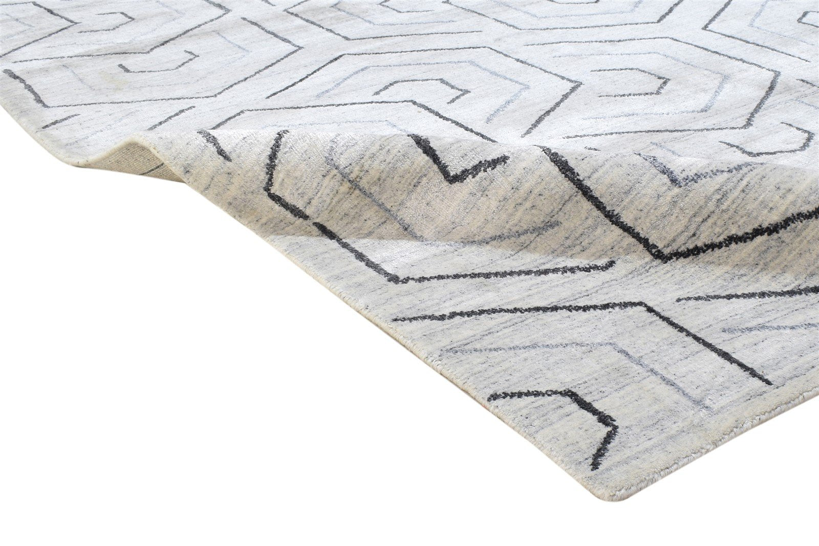Silk Grey Rug 5' X 8' Modern Hand Woven Scandinavian Geometric Room Size Carpet 7864162549909