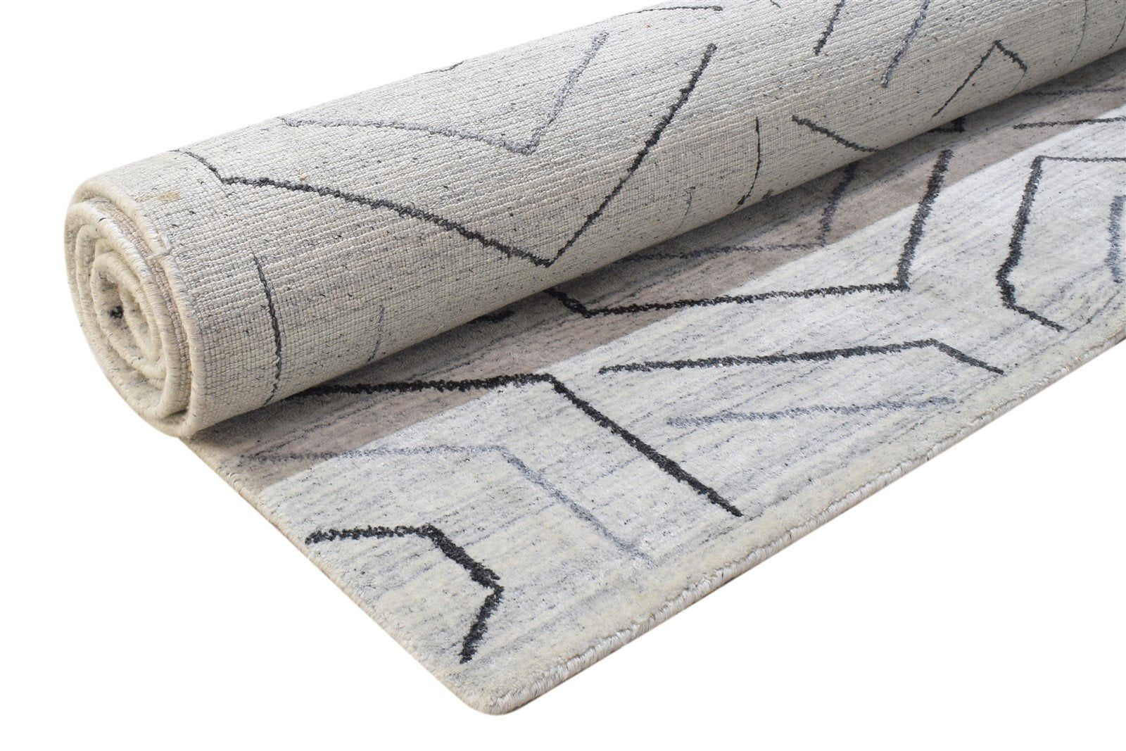 Silk Grey Rug 5' X 8' Modern Hand Woven Scandinavian Geometric Room Size Carpet 7864162549909