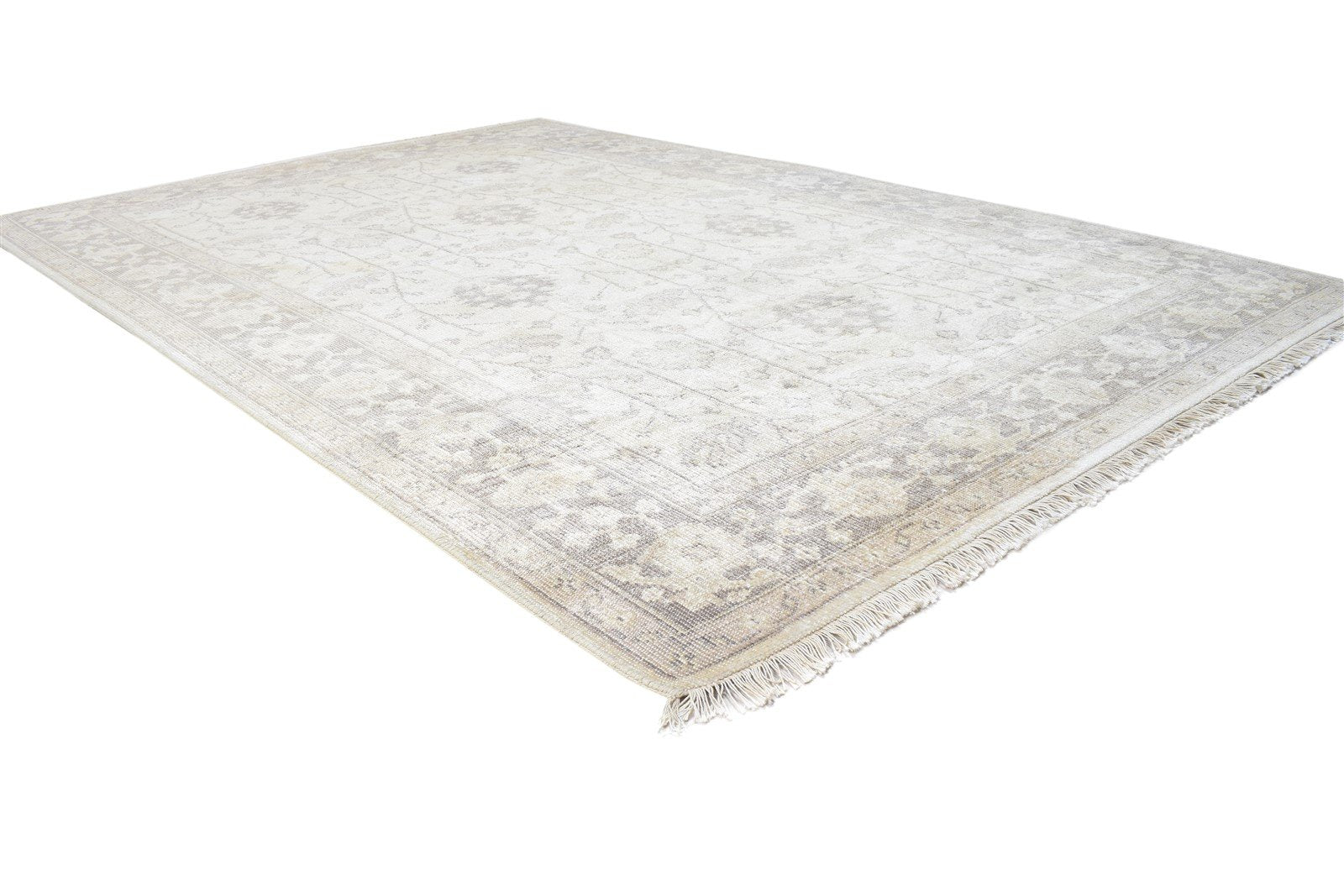 Silk Grey Rug 6X8 Persian Hand Knotted Sarouk-Indian Oriental Room Size Carpet 7864798838933