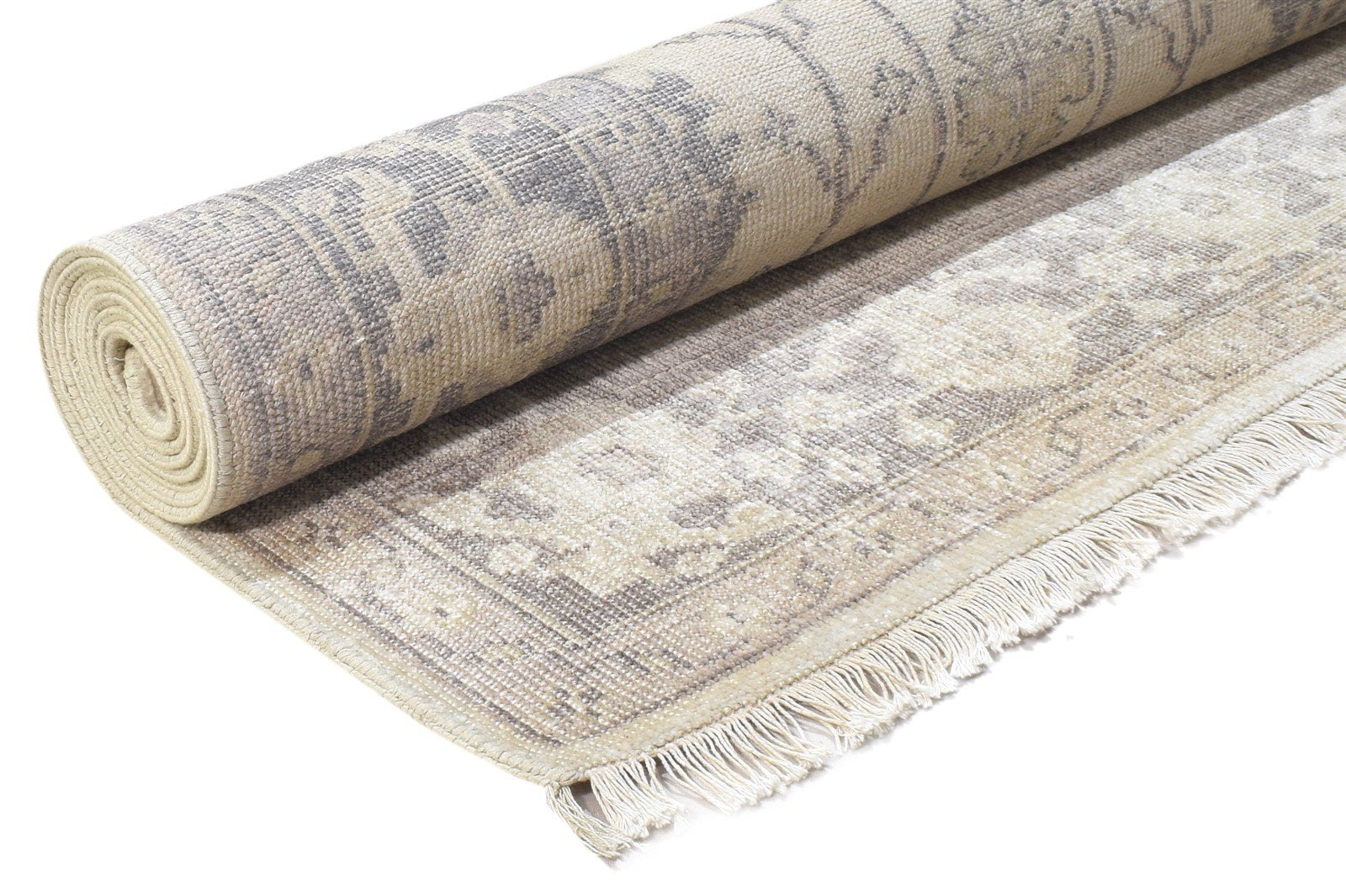 Silk Grey Rug 6X8 Persian Hand Knotted Sarouk-Indian Oriental Room Size Carpet 7864798838933