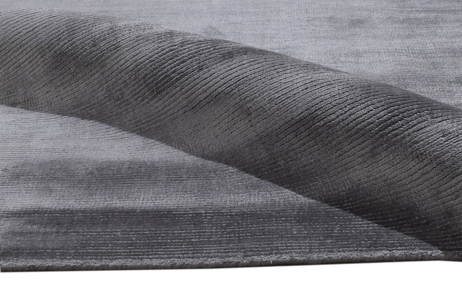 Silk Grey Rug 7' X 8' Modern Handloom Scandinavian Solid Large Carpet 7864362074261