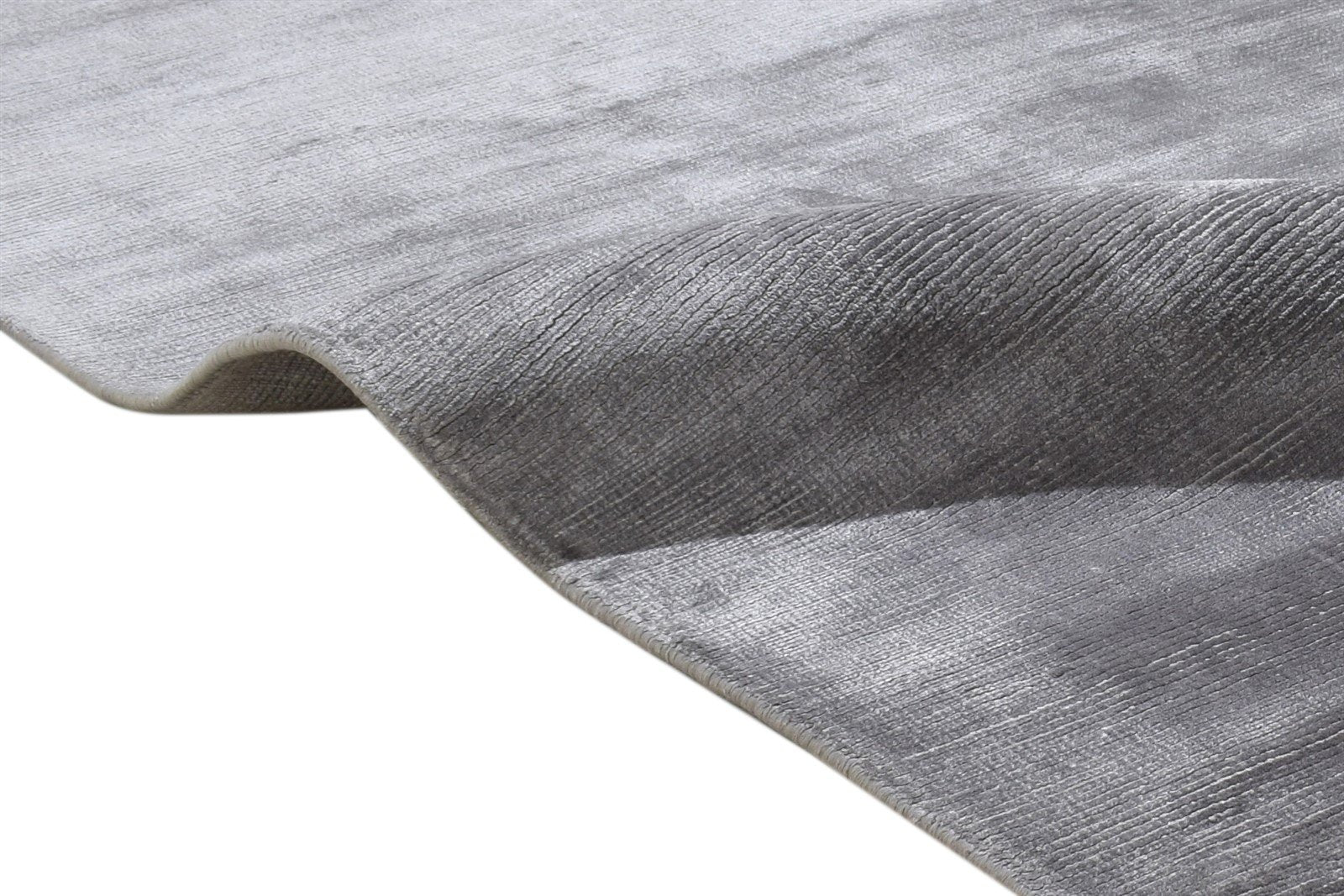 Silk Grey Rug 7' X 8' Modern Handloom Scandinavian Solid Large Carpet 7864362074261