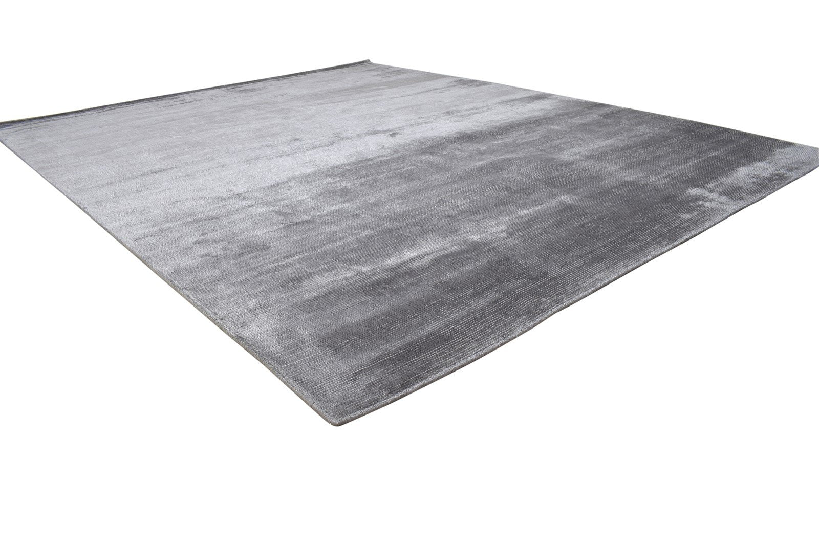 Silk Grey Rug 7' X 8' Modern Handloom Scandinavian Solid Large Carpet 7864362074261