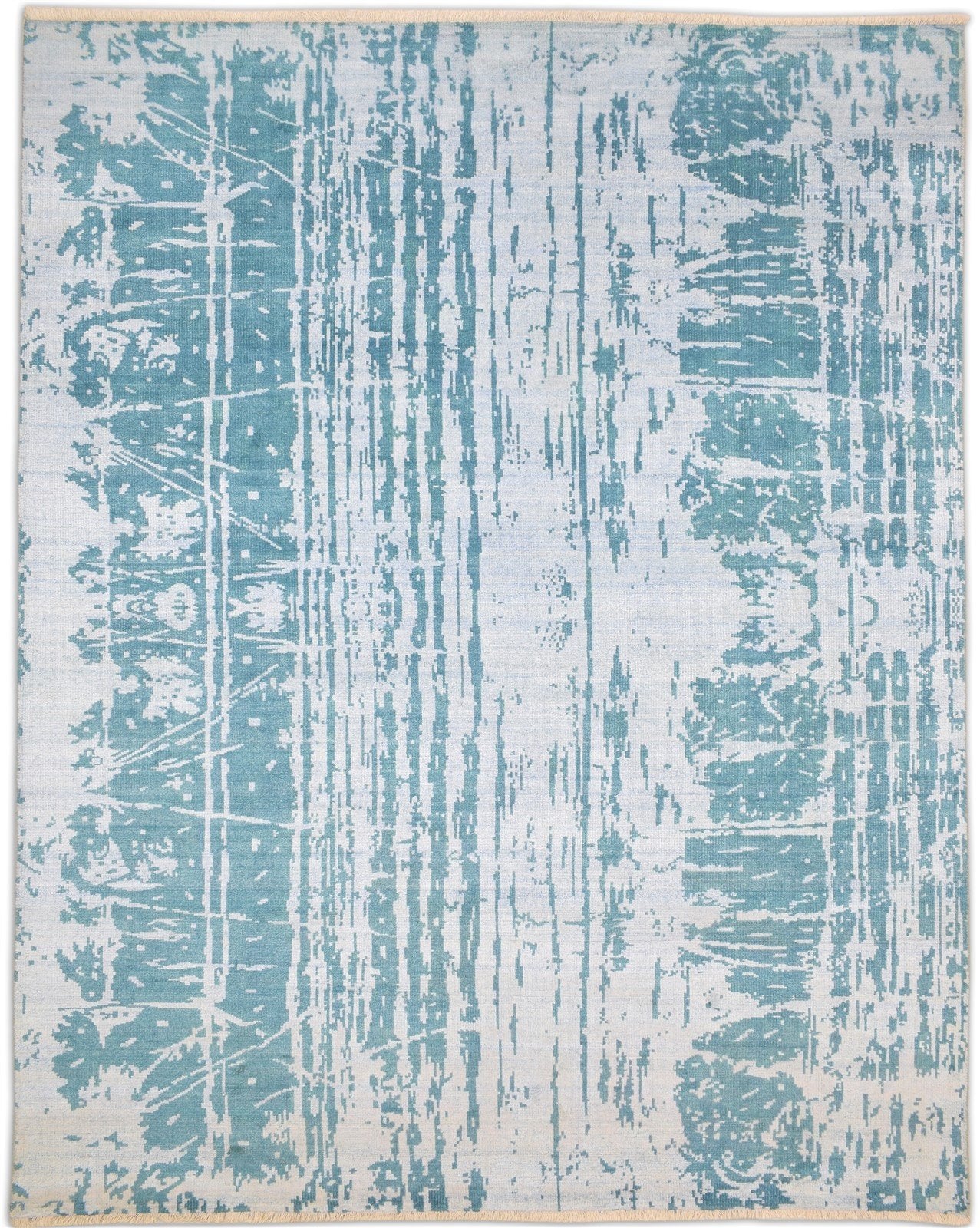 Silk Grey Rug 8' X 10' Modern Hand Knotted Indian Abstract 7'10"X9'11" Carpet 6988636356757