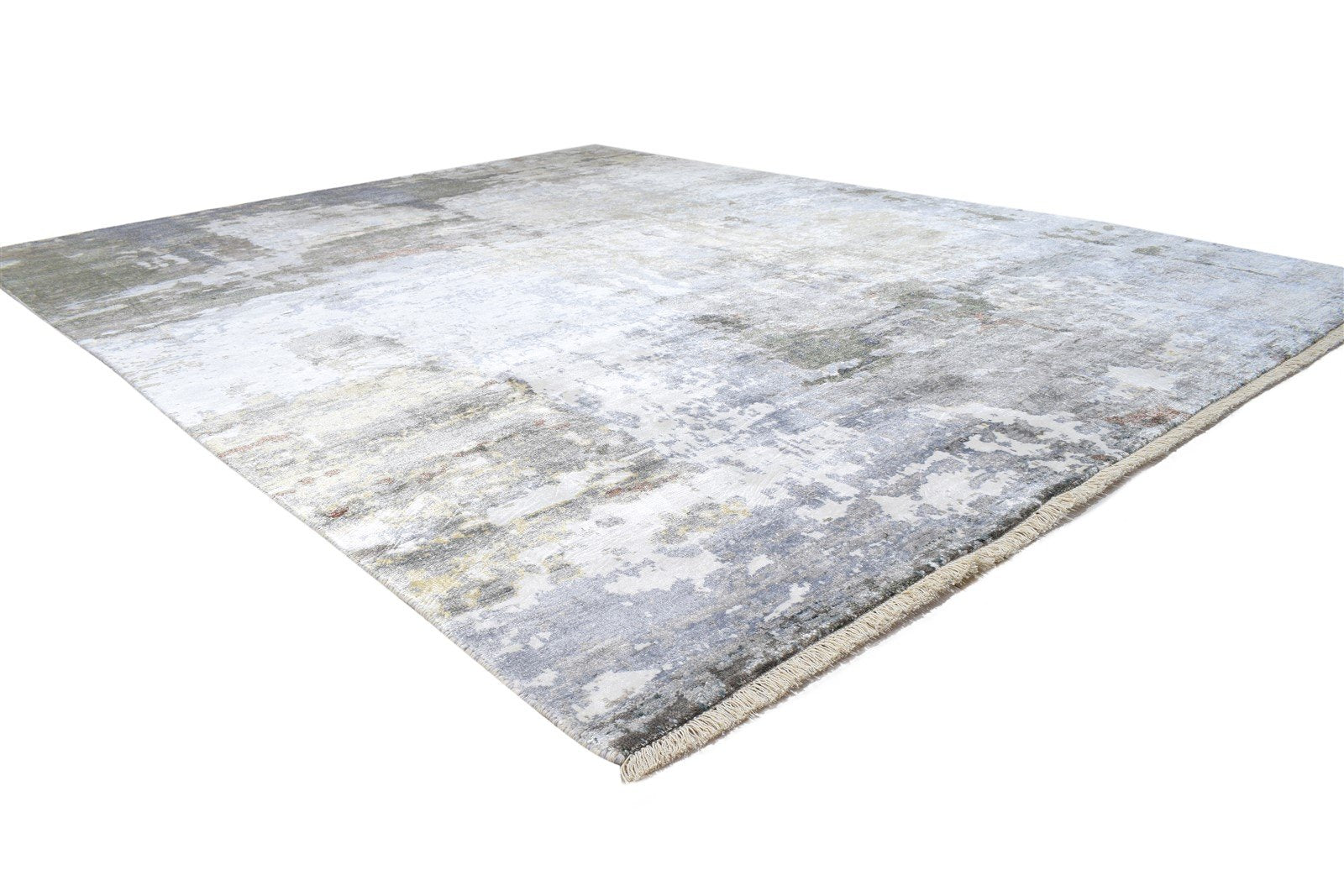 Silk Grey Rug 8' X 10' Modern Hand Knotted Indian Abstract Large Carpet 7864319475861