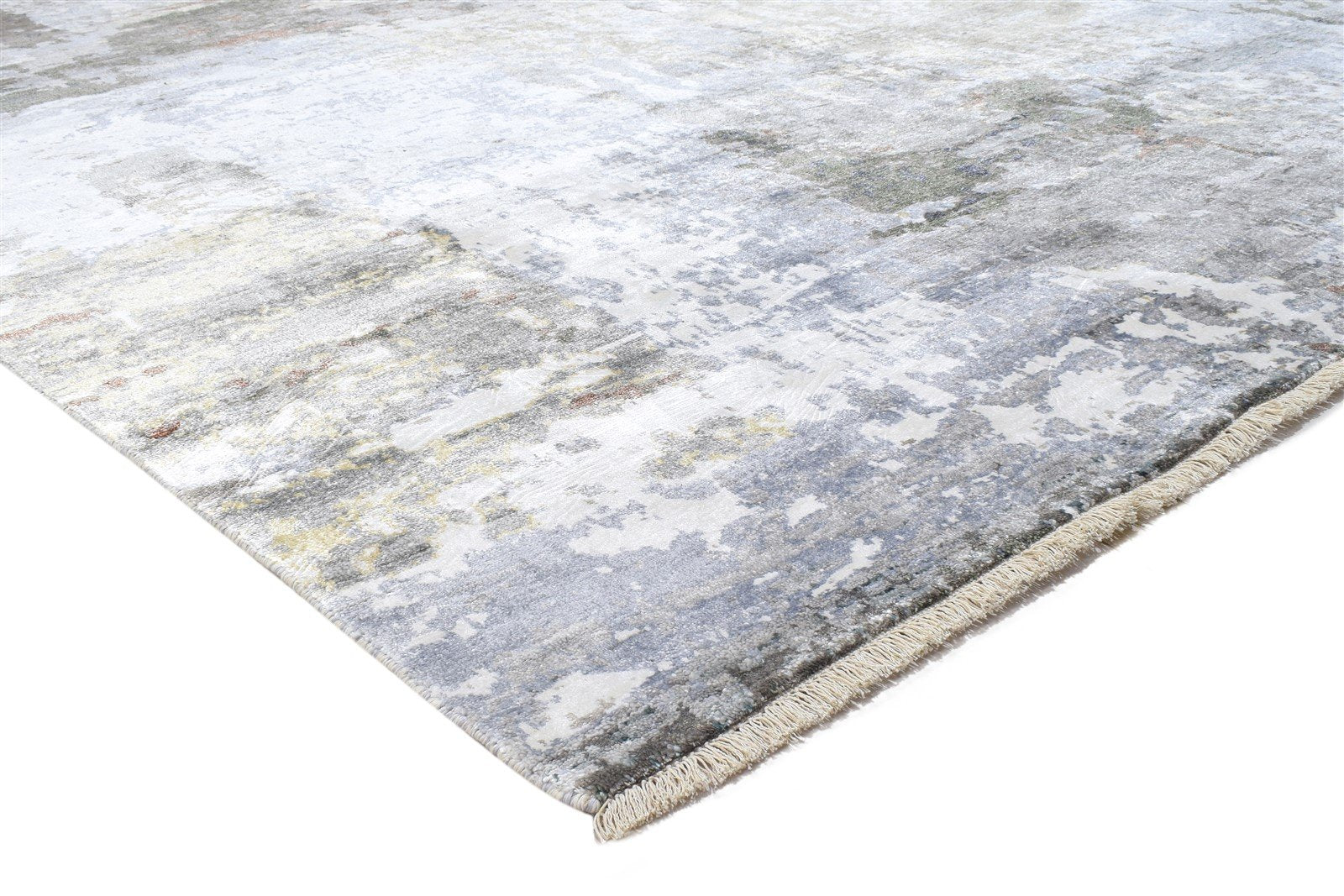 Silk Grey Rug 8' X 10' Modern Hand Knotted Indian Abstract Large Carpet 7864319475861