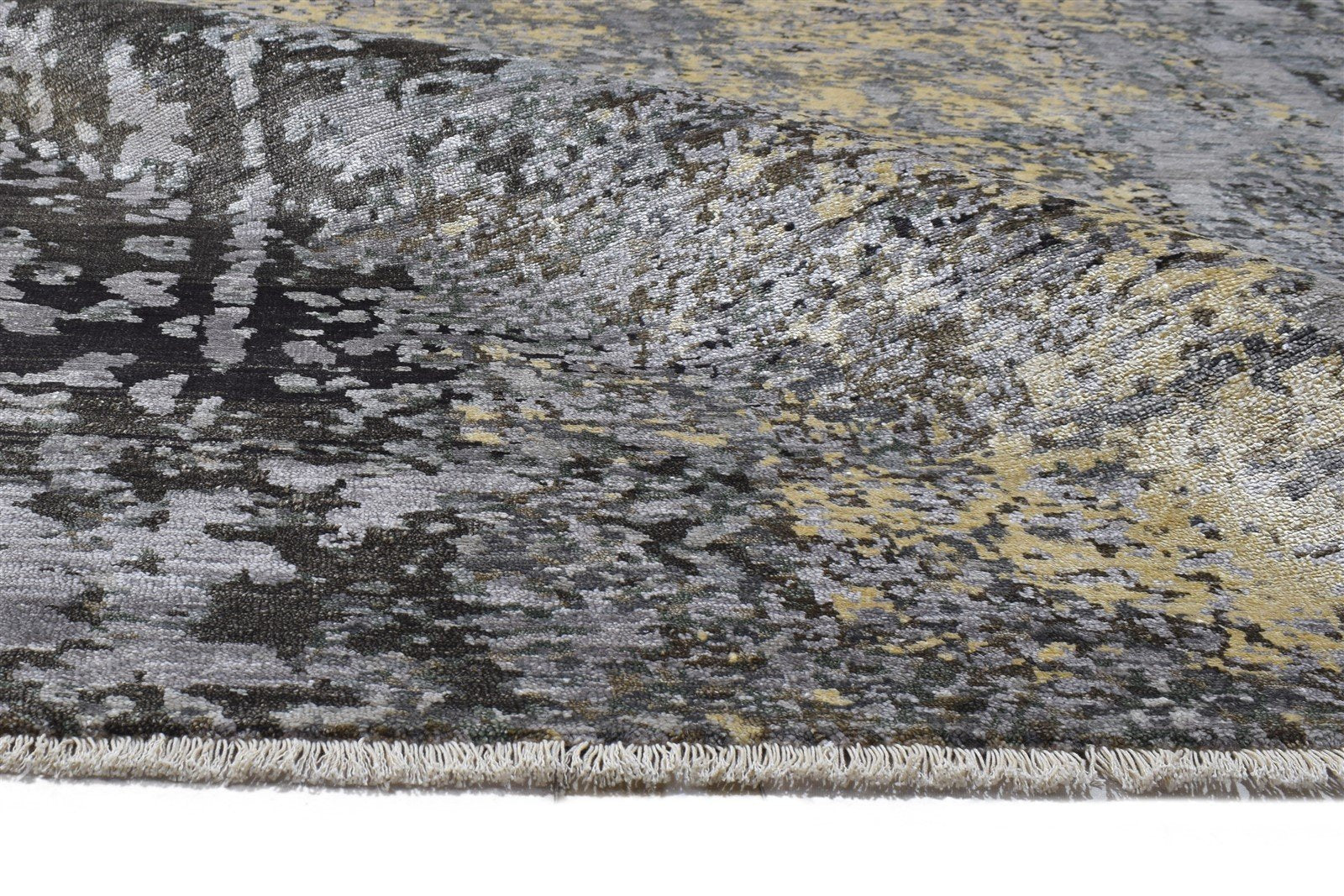 Silk Grey Rug 8' X 10' Modern Hand Knotted Indian Abstract Large Carpet 7864320819349