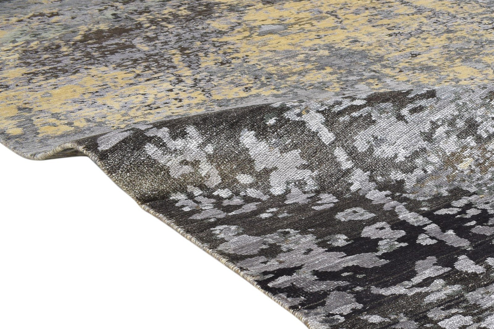 Silk Grey Rug 8' X 10' Modern Hand Knotted Indian Abstract Large Carpet 7864320819349