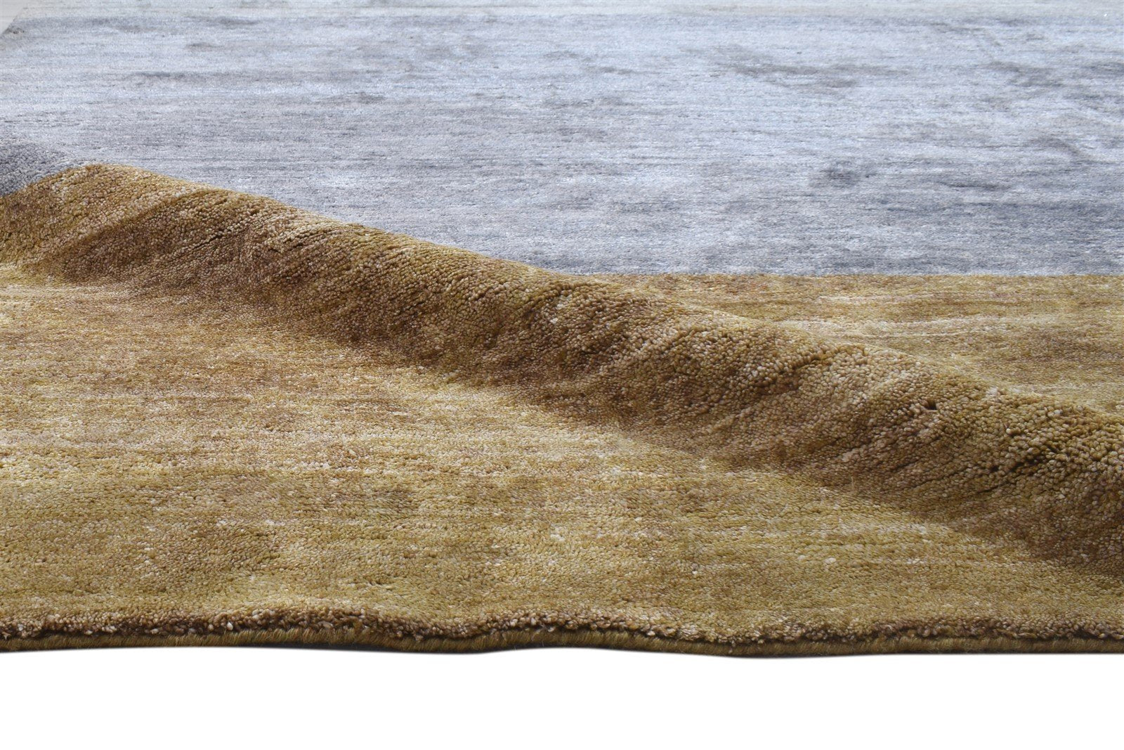 Silk Grey Rug 8' X 9' Modern Hand Knotted Scandinavian Striped Large Carpet 7864106713237