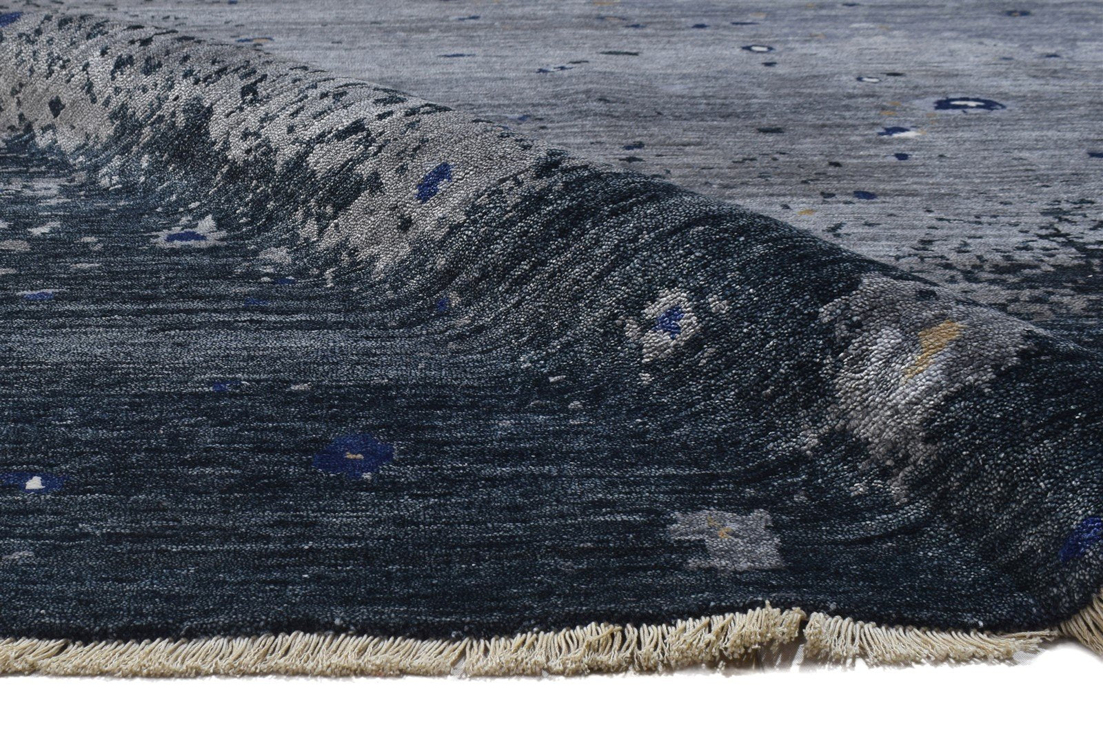 Silk Grey Rug 9' X 12' Modern Hand Knotted Indian Abstract Extra Large Carpet 7864321081493