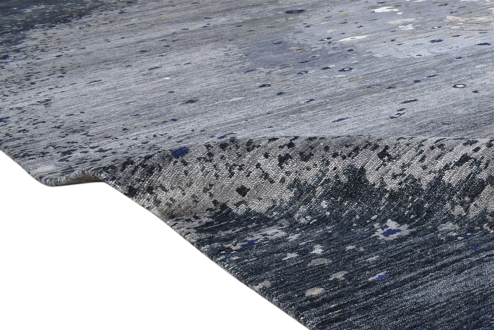 Silk Grey Rug 9' X 12' Modern Hand Knotted Indian Abstract Extra Large Carpet 7864321081493