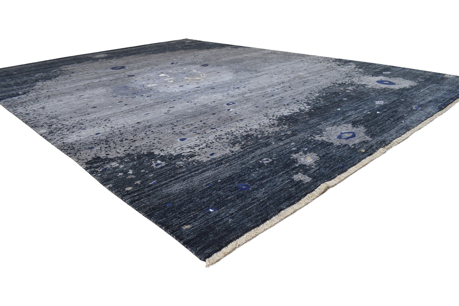 Silk Grey Rug 9' X 12' Modern Hand Knotted Indian Abstract Extra Large Carpet 7864321081493