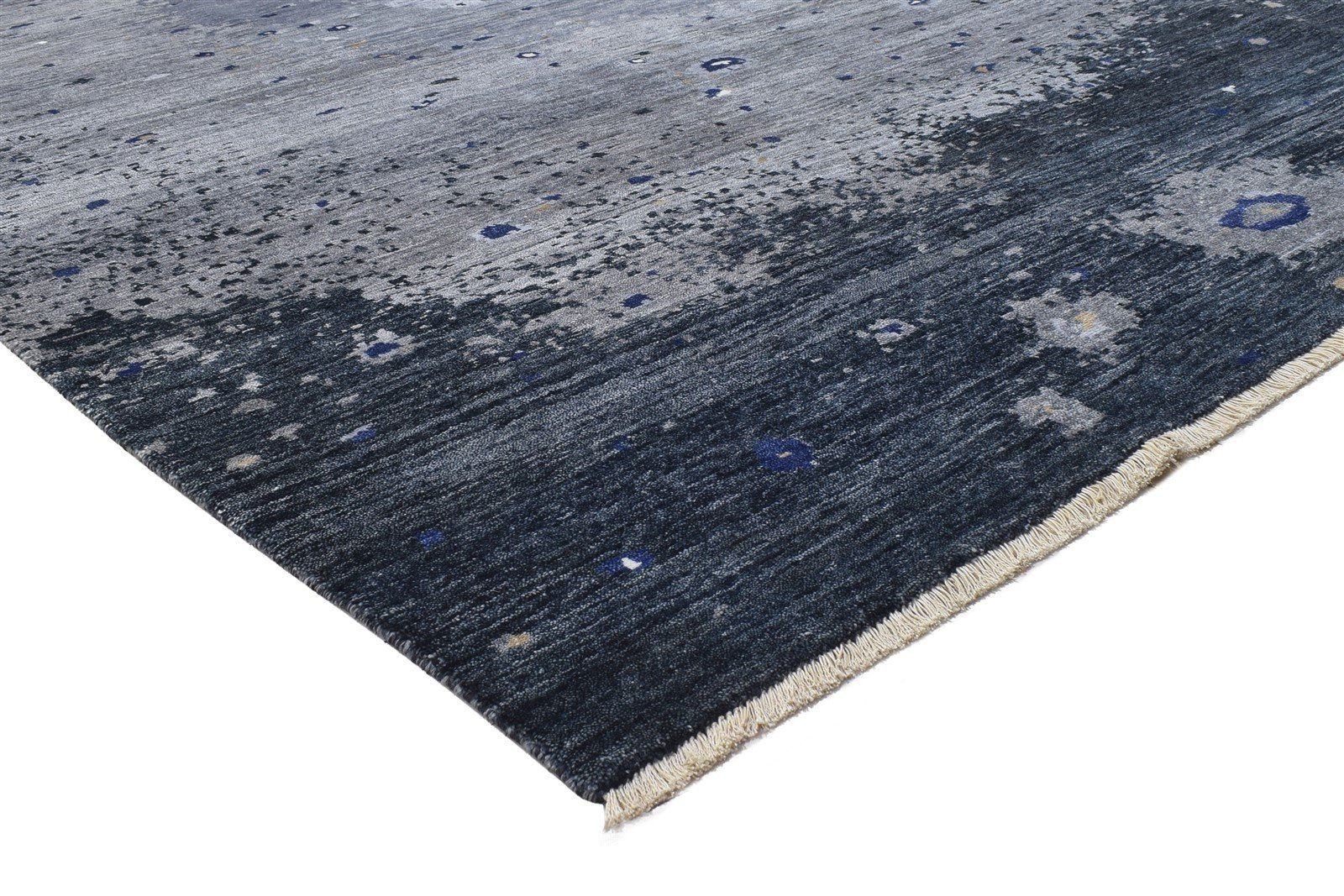 Silk Grey Rug 9' X 12' Modern Hand Knotted Indian Abstract Extra Large Carpet 7864321081493