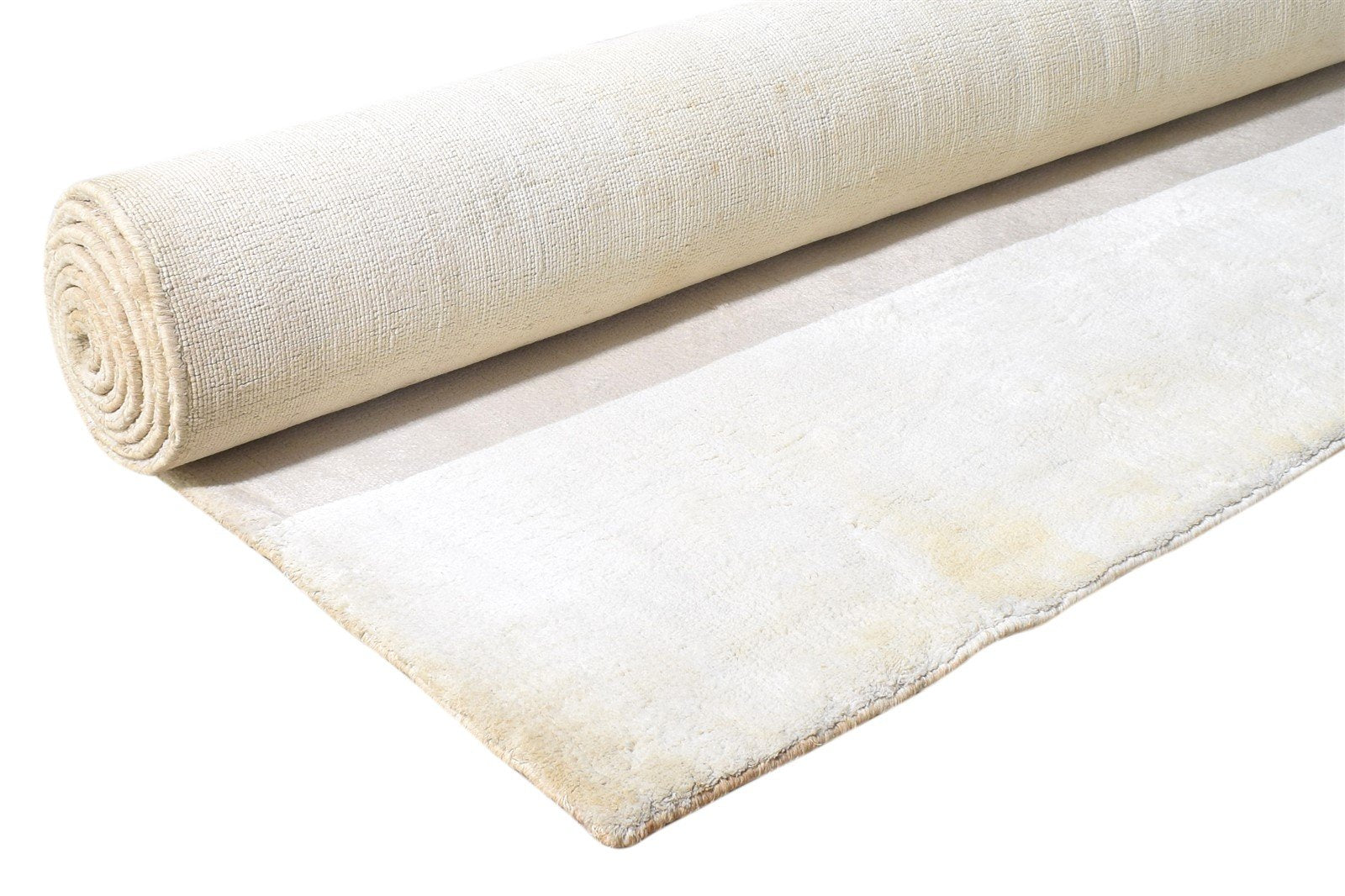 Silk Ivory Rug 5' X 8' Modern Hand Woven Scandinavian Solid Room Size Carpet 7864571166869