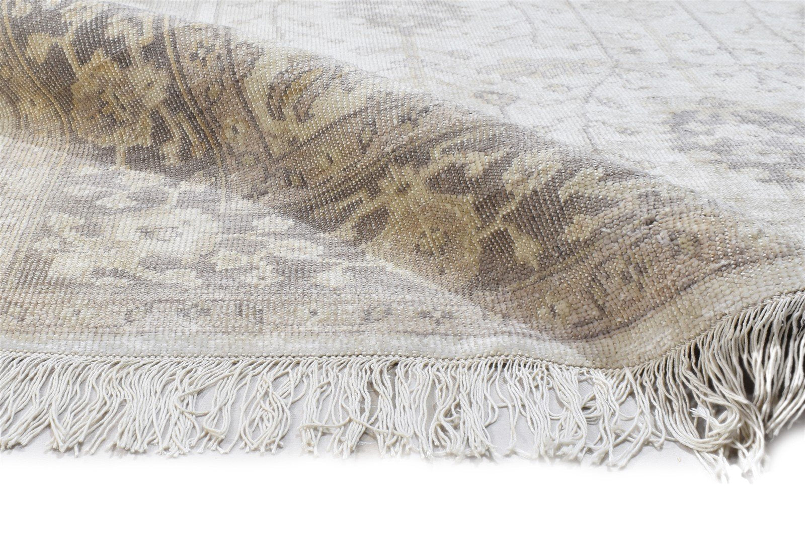Silk Ivory Rug 6X8 Persian Hand Knotted Sarouk-Indian Oriental Room Size Carpet 7864803786901
