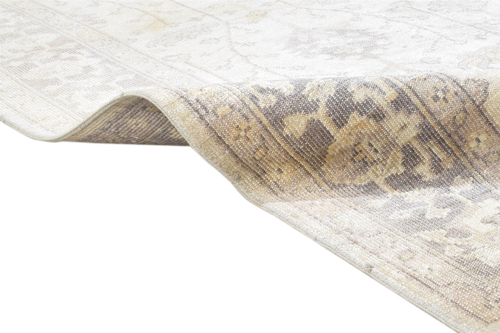 Silk Ivory Rug 6X8 Persian Hand Knotted Sarouk-Indian Oriental Room Size Carpet 7864803786901