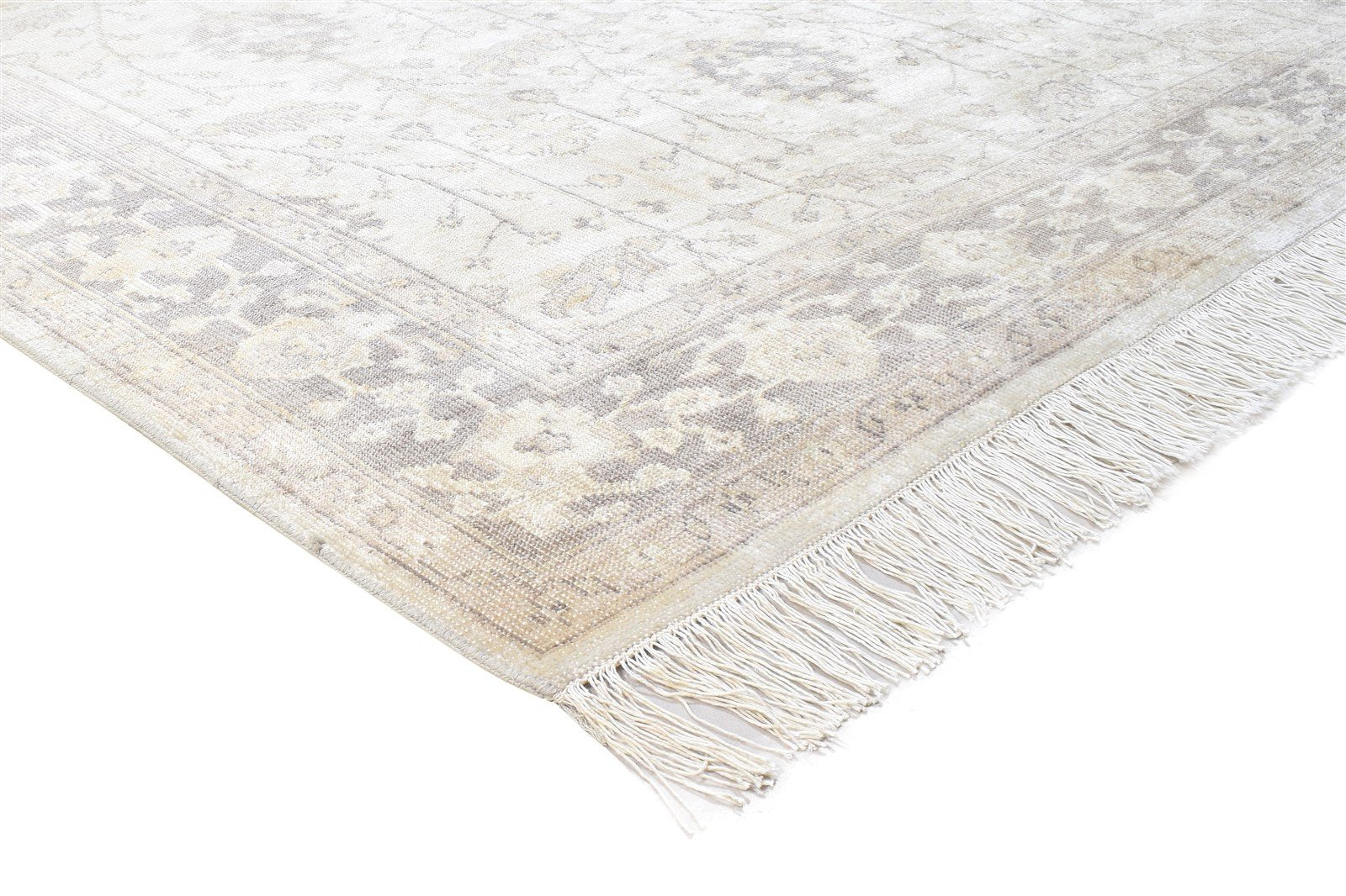 Silk Ivory Rug 6X8 Persian Hand Knotted Sarouk-Indian Oriental Room Size Carpet 7864803786901
