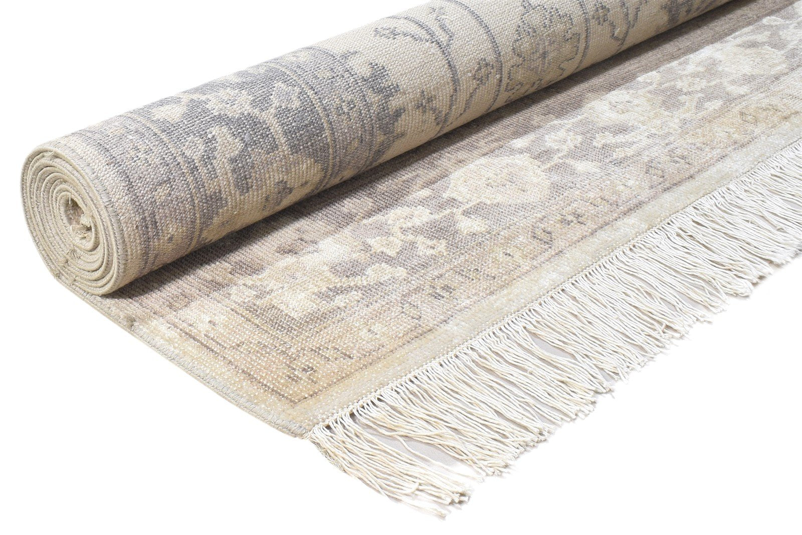 Silk Ivory Rug 6X8 Persian Hand Knotted Sarouk-Indian Oriental Room Size Carpet 7864803786901