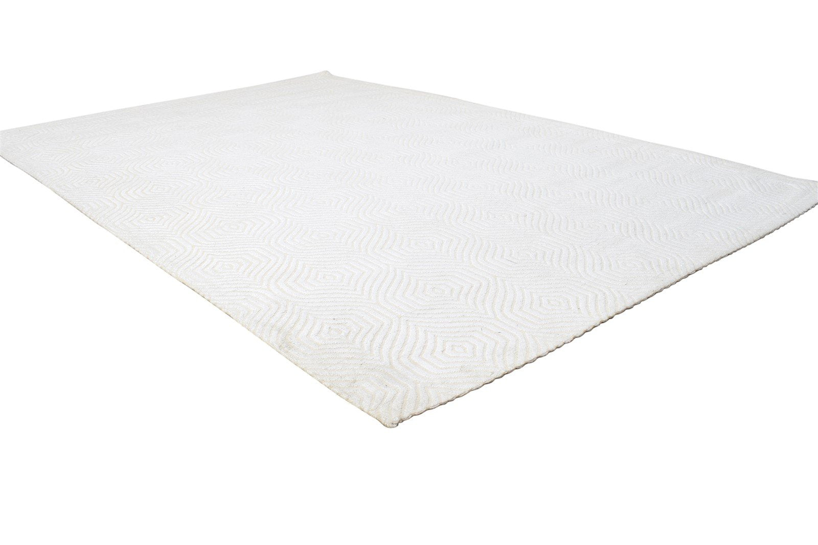 Tedra Silk Off-White Rug 5X7 Modern Jacquard Loom Scandinavian Trellis 7864457658517