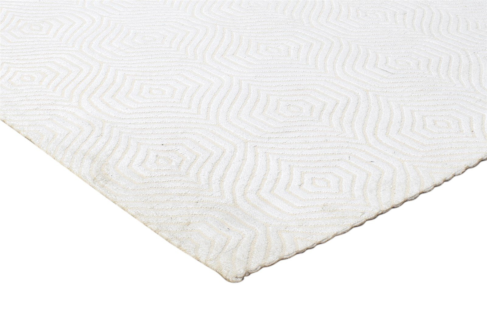 Tedra Silk Off-White Rug 5X7 Modern Jacquard Loom Scandinavian Trellis 7864457658517