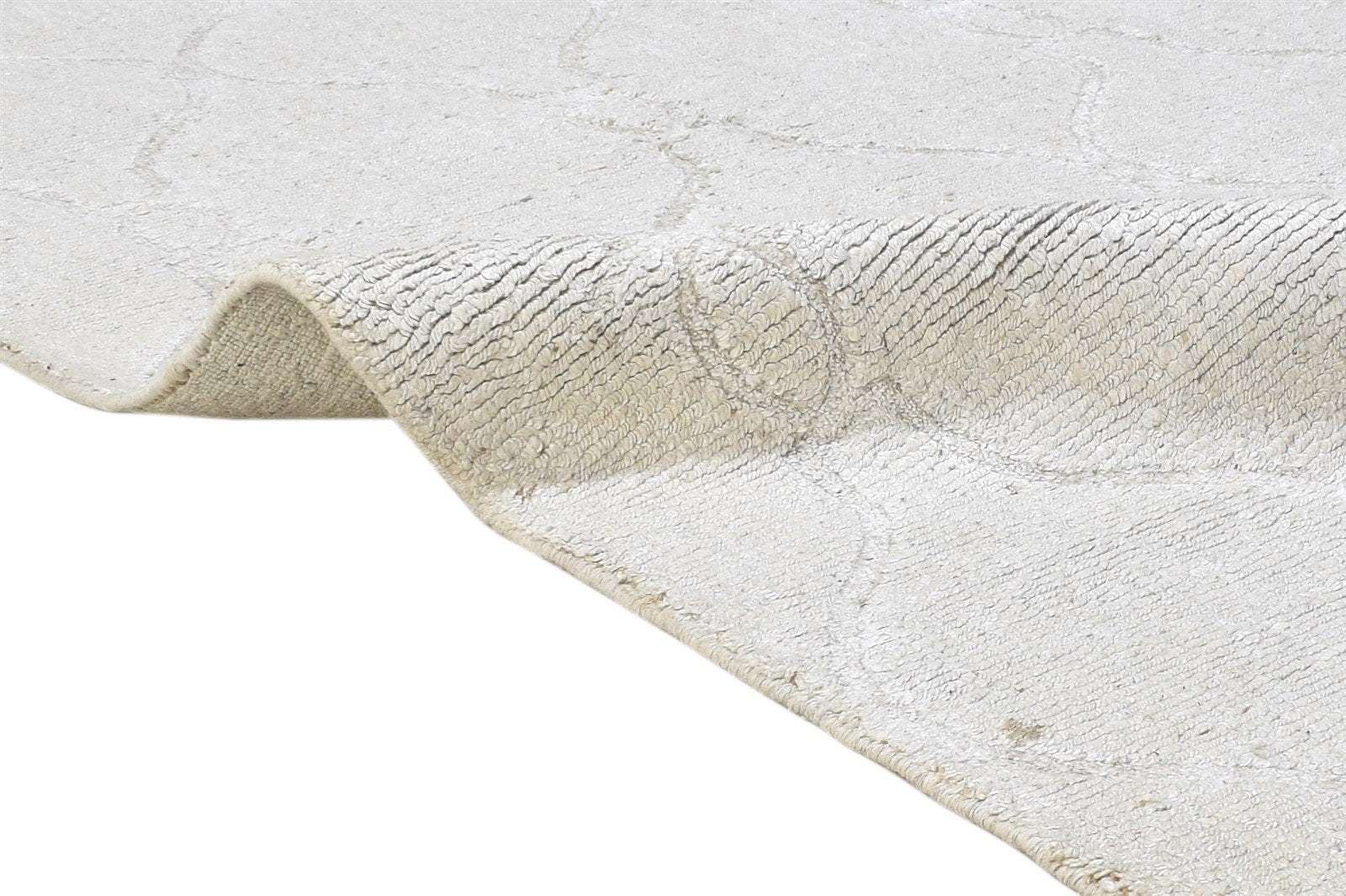 Silk Off-White Rug 5X8 Modern Hand Knotted Scandinavian Trellis Room Size Carpet 7864433508501