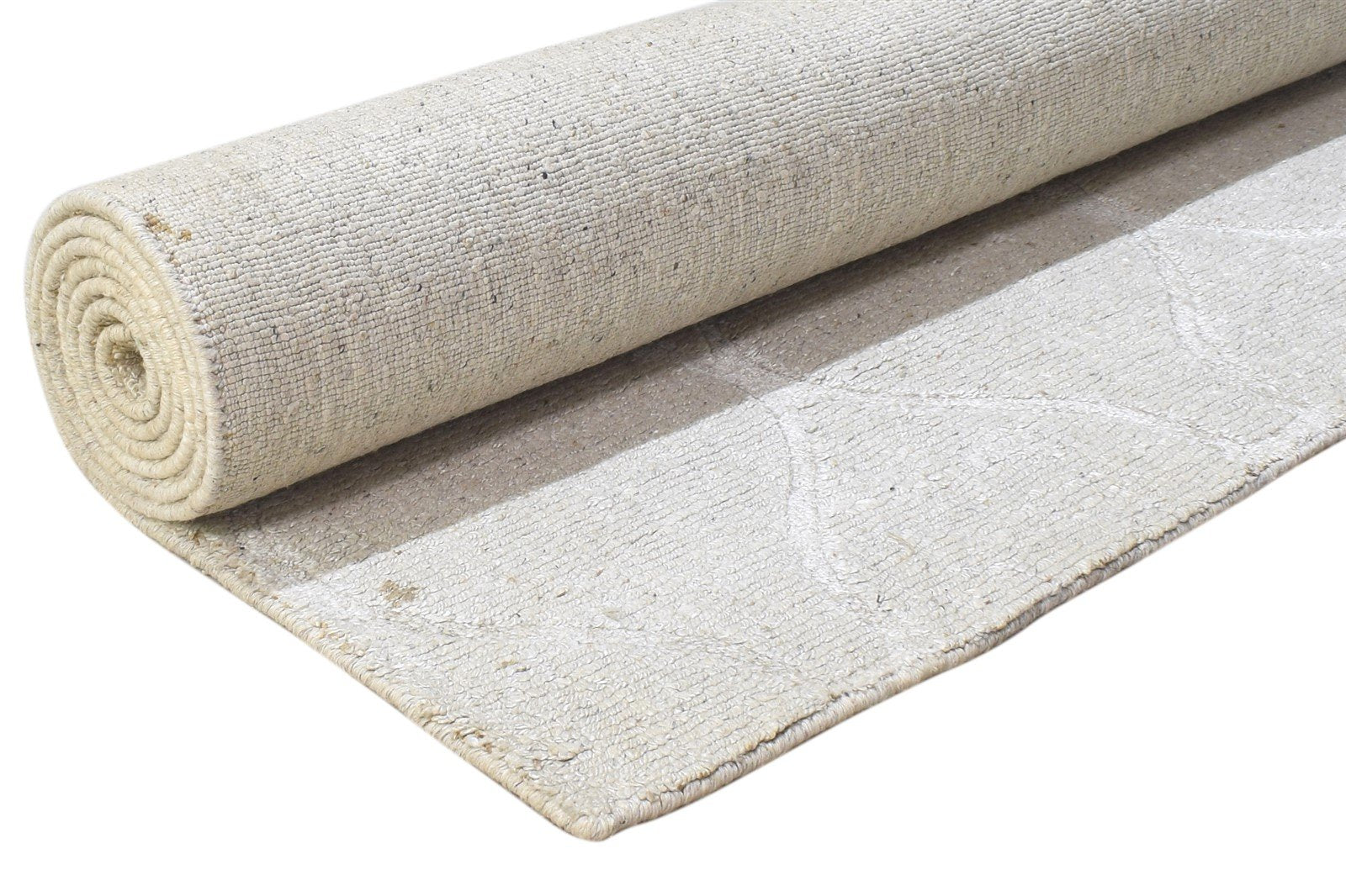 Silk Off-White Rug 5X8 Modern Hand Knotted Scandinavian Trellis Room Size Carpet 7864433508501