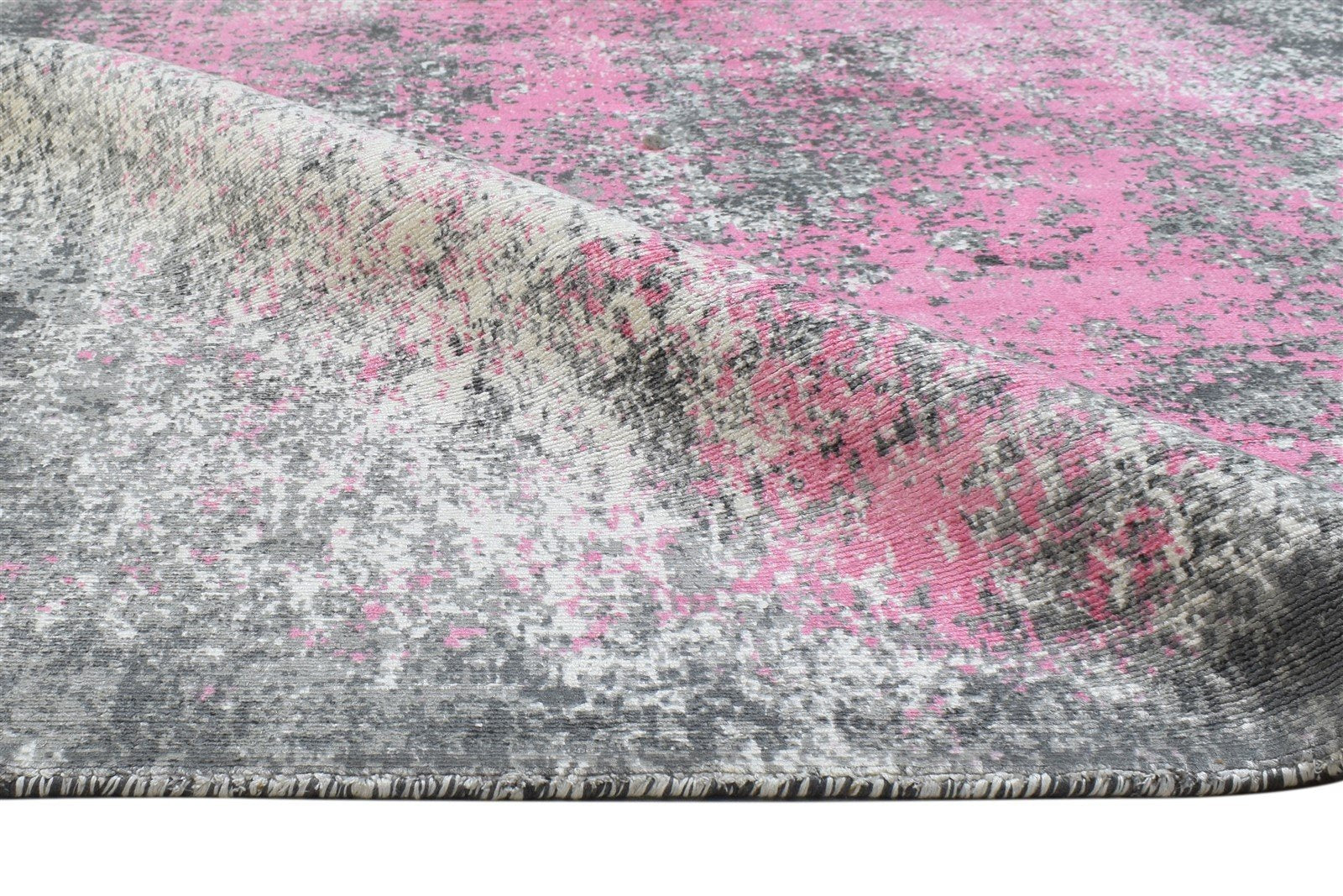 Silk Pink Rug 5' X 6' Modern Hand Woven Indian Abstract Room Size Carpet 7864163106965
