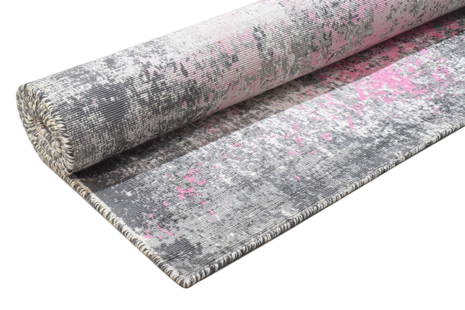 Silk Pink Rug 5' X 6' Modern Hand Woven Indian Abstract Room Size Carpet 7864163106965
