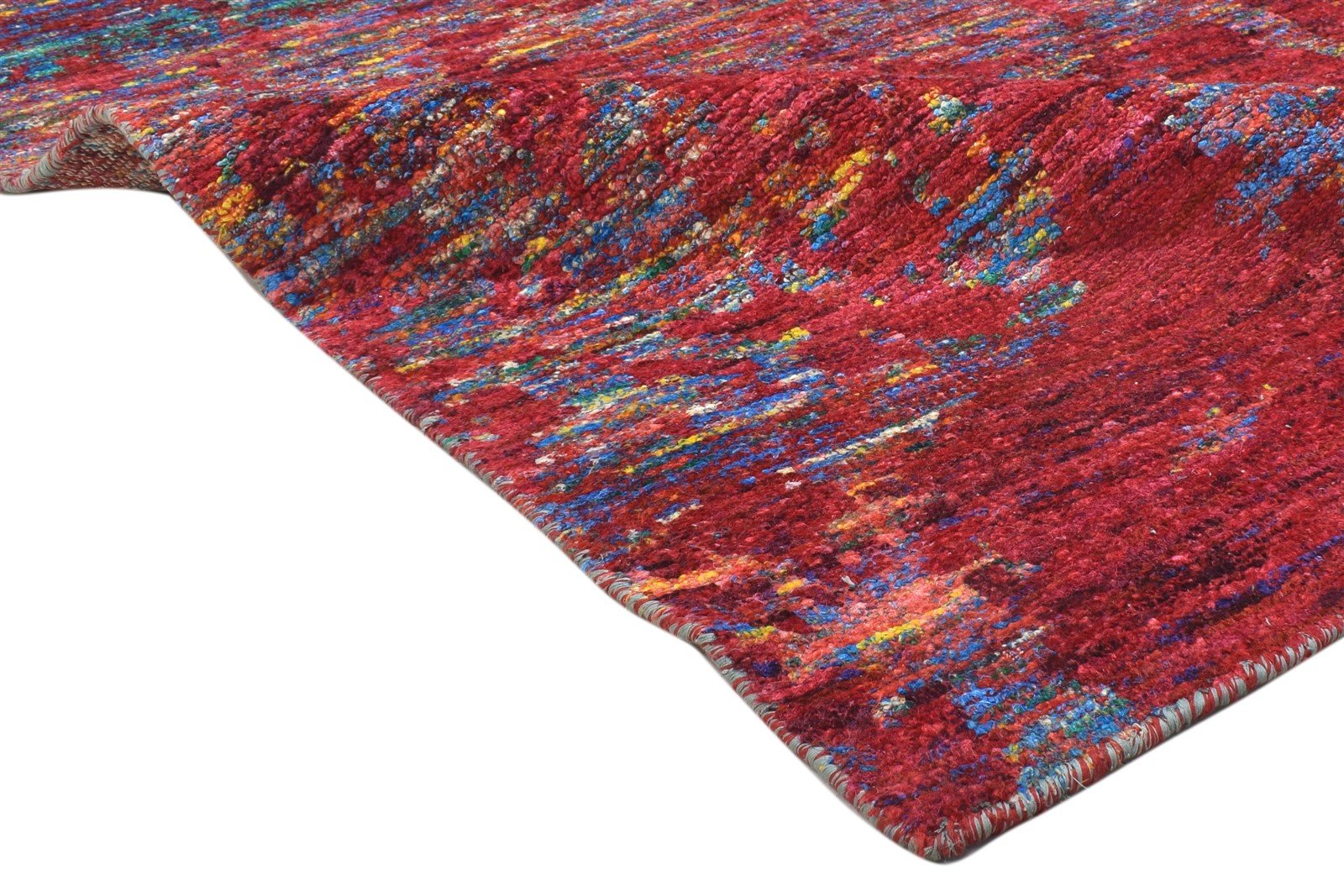 Silk Red Rug 5' X 8' Modern Hand Knotted Bohemian Ikat Room Size Carpet 7864098128021