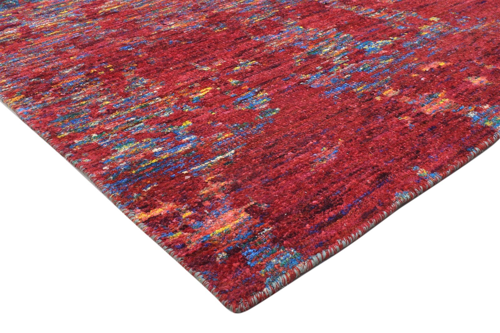 Silk Red Rug 5' X 8' Modern Hand Knotted Bohemian Ikat Room Size Carpet 7864098128021