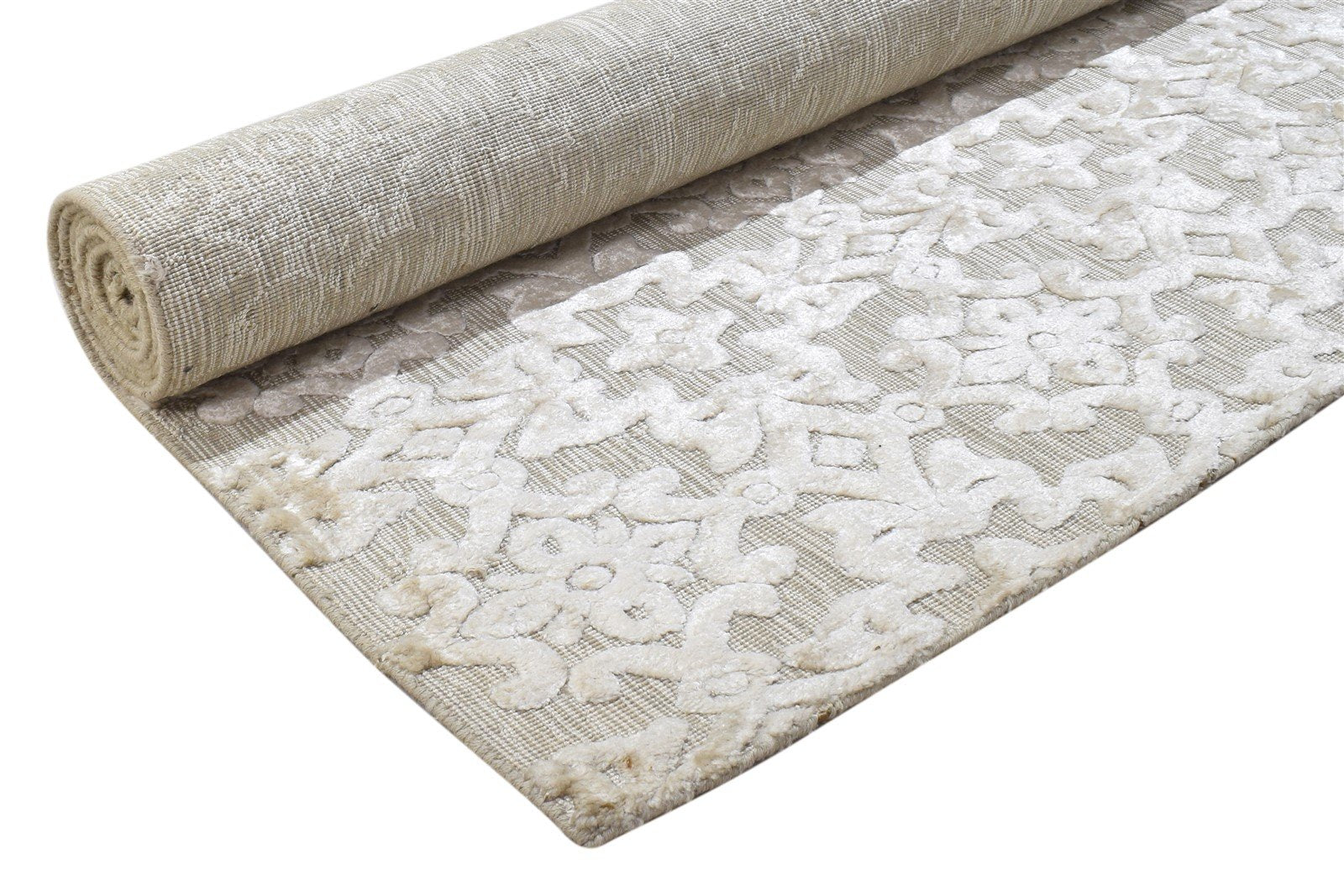 Silk Sand Rug 6' X 9' Modern Jacquard Loom French Damask Room Size Carpet 7864157143189