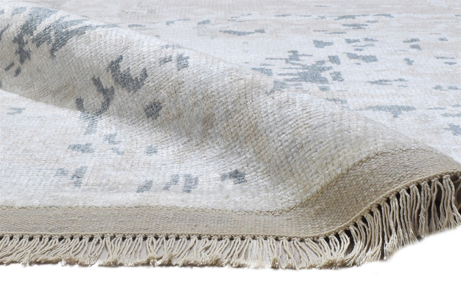 Silk Silver Rug 5' X 8' Modern Hand Knotted Indian Abstract Room Size Carpet 7864425349269