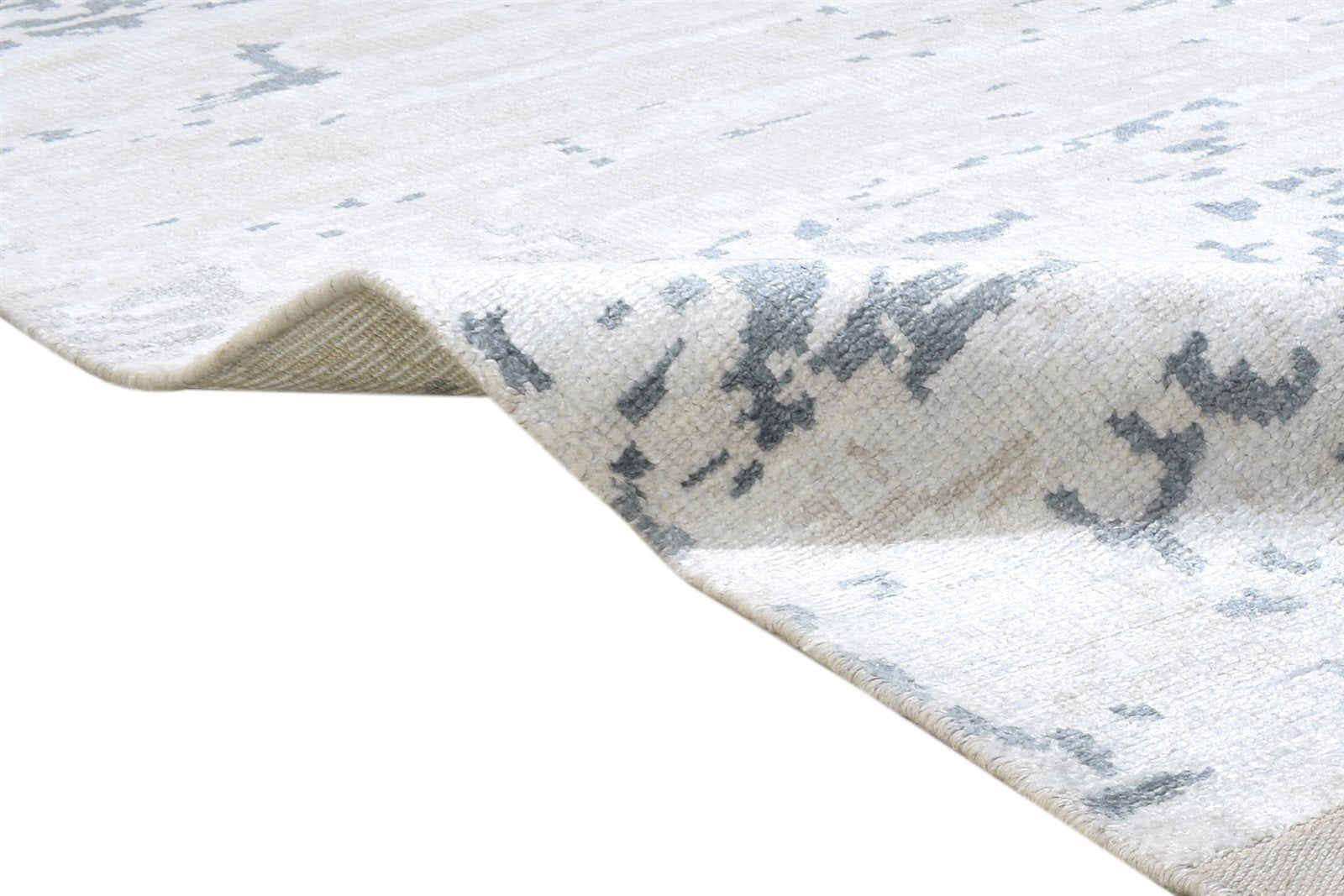 Silk Silver Rug 5' X 8' Modern Hand Knotted Indian Abstract Room Size Carpet 7864425349269