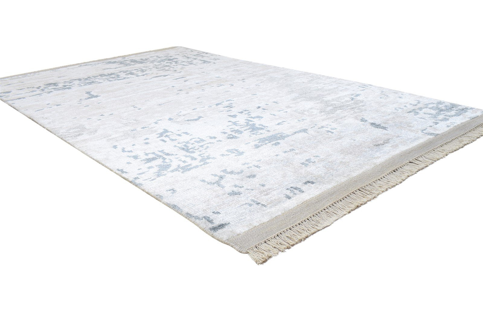 Silk Silver Rug 5' X 8' Modern Hand Knotted Indian Abstract Room Size Carpet 7864425349269