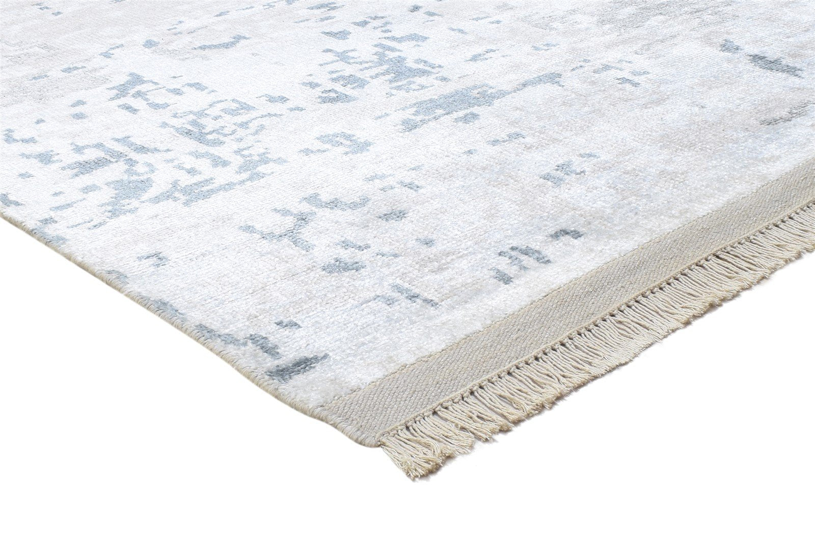 Silk Silver Rug 5' X 8' Modern Hand Knotted Indian Abstract Room Size Carpet 7864425349269