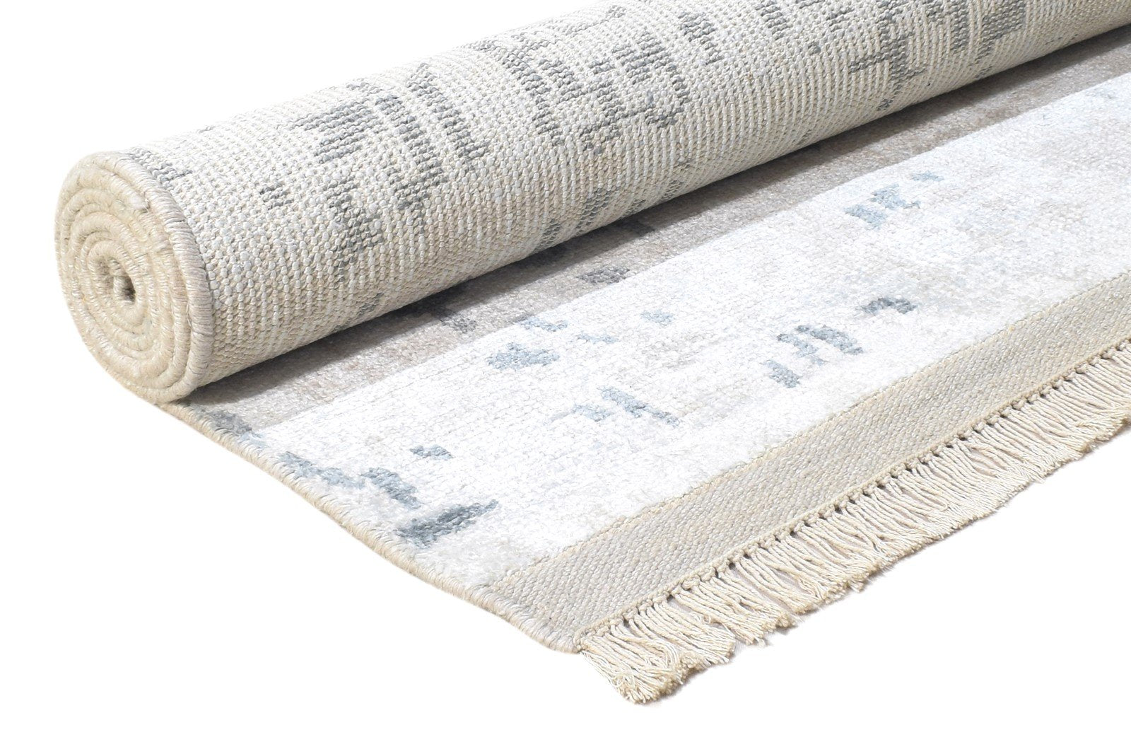 Silk Silver Rug 5' X 8' Modern Hand Knotted Indian Abstract Room Size Carpet 7864425349269