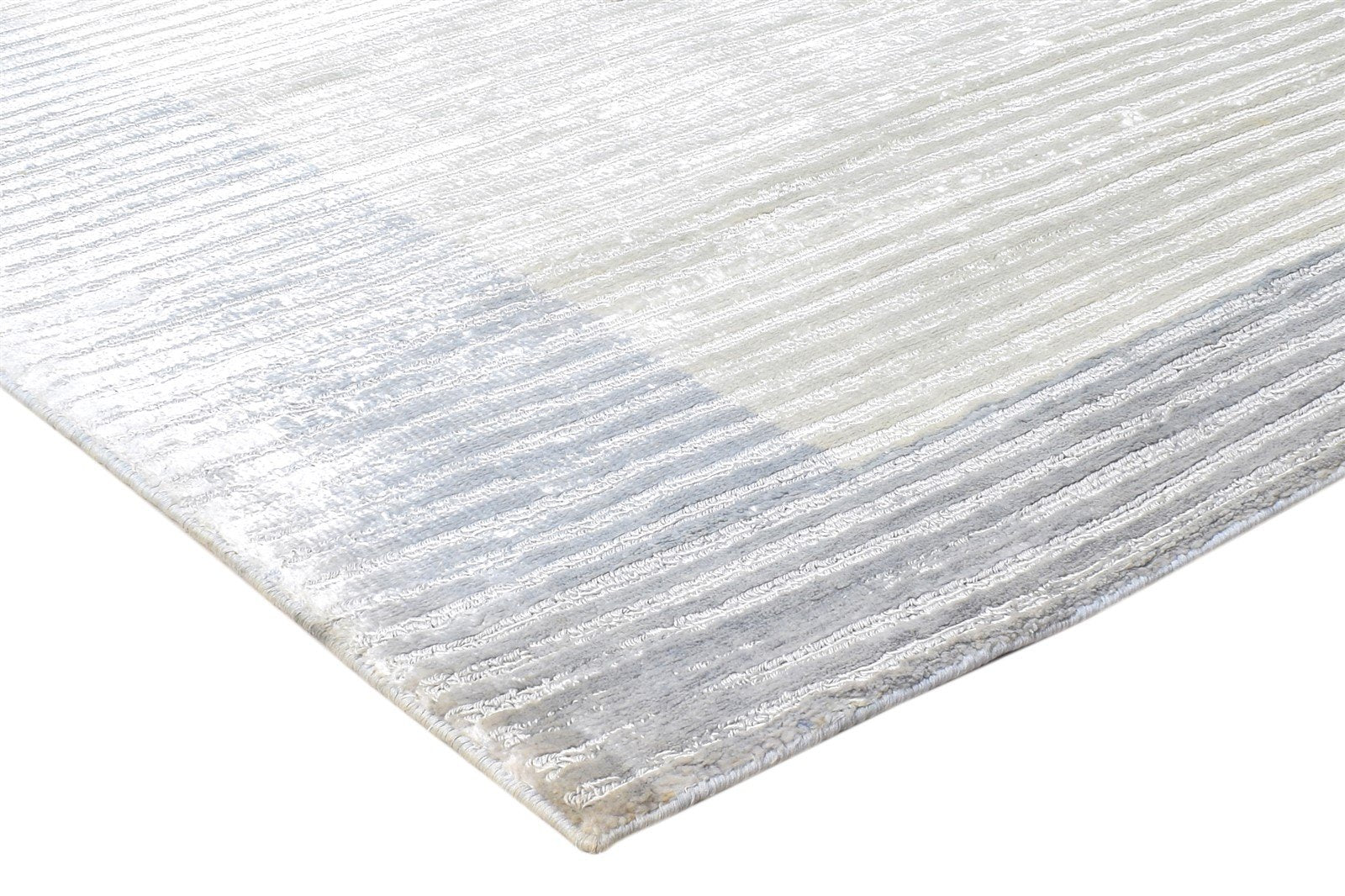 Silk Silver Rug 5' X 8' Modern Handloom Scandinavian Bordered Room Size Carpet 7864443568277