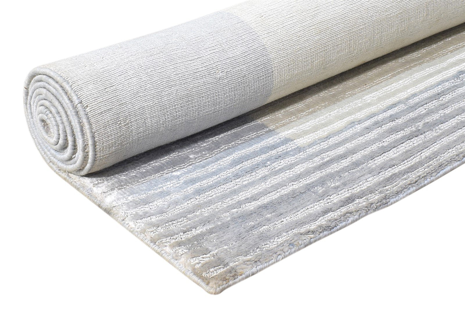 Silk Silver Rug 5' X 8' Modern Handloom Scandinavian Bordered Room Size Carpet 7864443568277